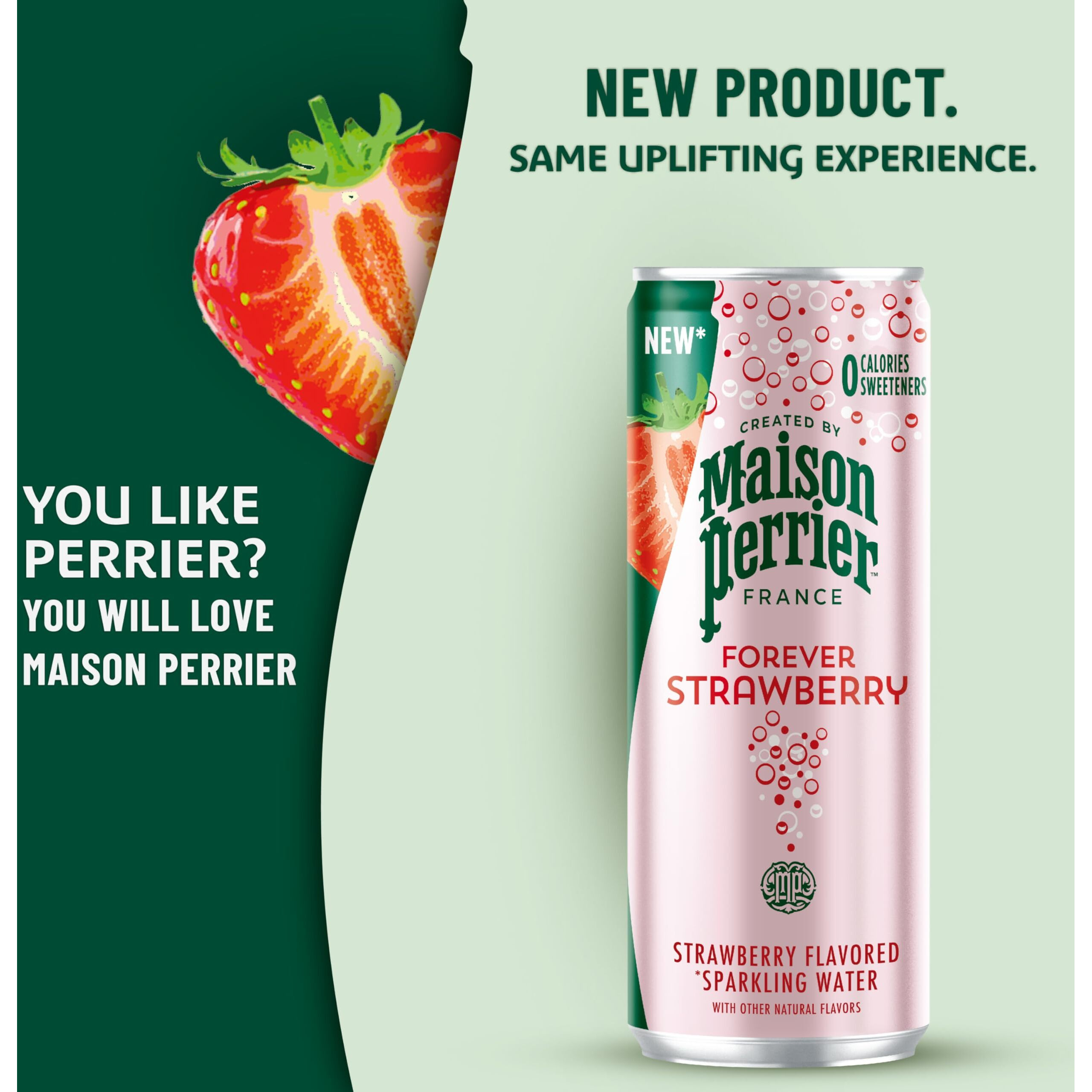 Maison Perrier Strawberry Flavored Sparkling Water, 11.15 Fl Oz Can (24 Count)