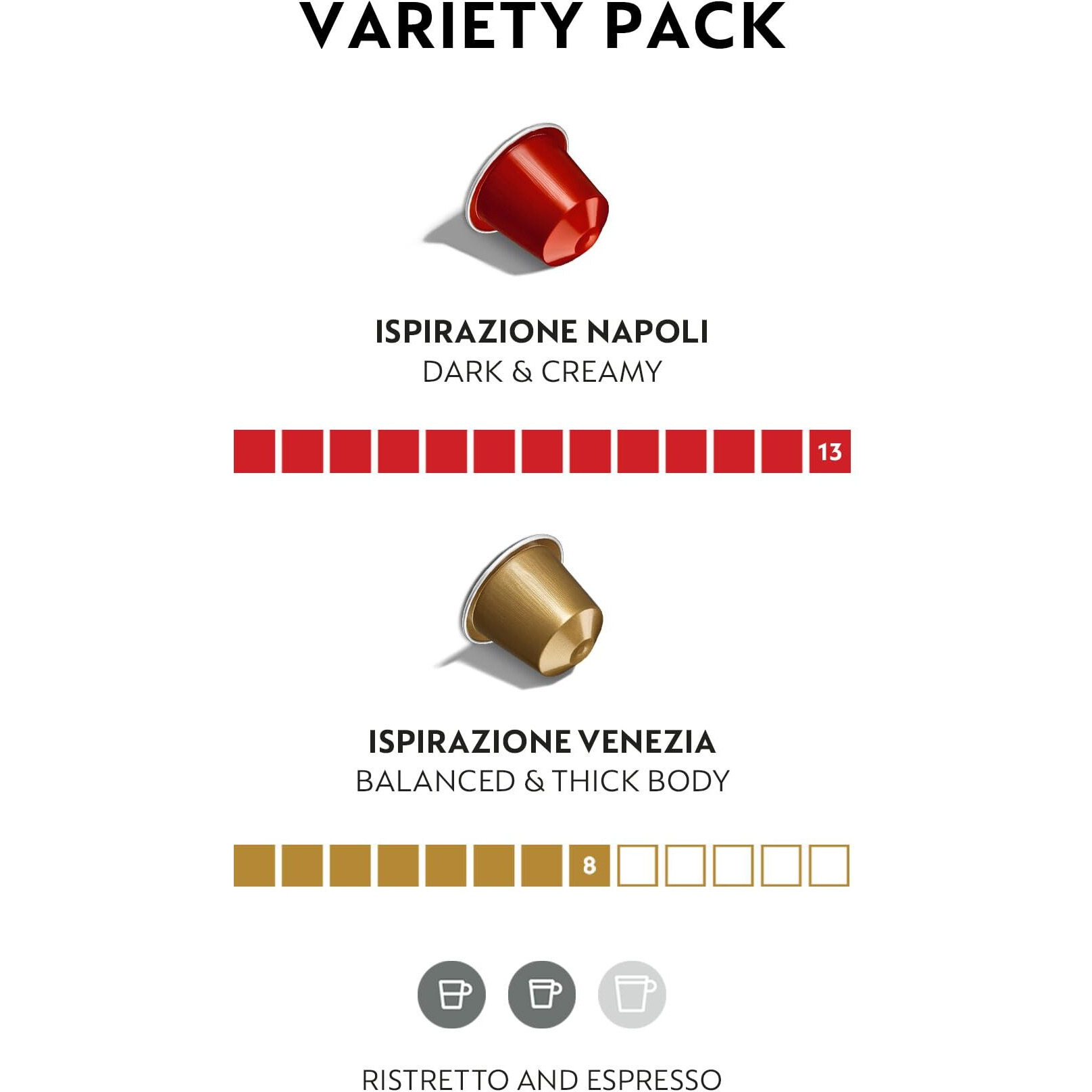 Nespresso Capsules Original Line, Variety Pack, Napoli And Venezia Espresso Coffee, 50 Count Espresso Coffee Pods