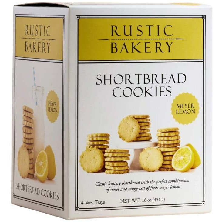 Rustic Bakery Meyer Lemon Shortbread - Sweet & Tangy Handmade Shortbread Cookies With Meyer Lemons - Artisan Tea Cookies - Made In California - Pack Of 4-4 Oz Trays