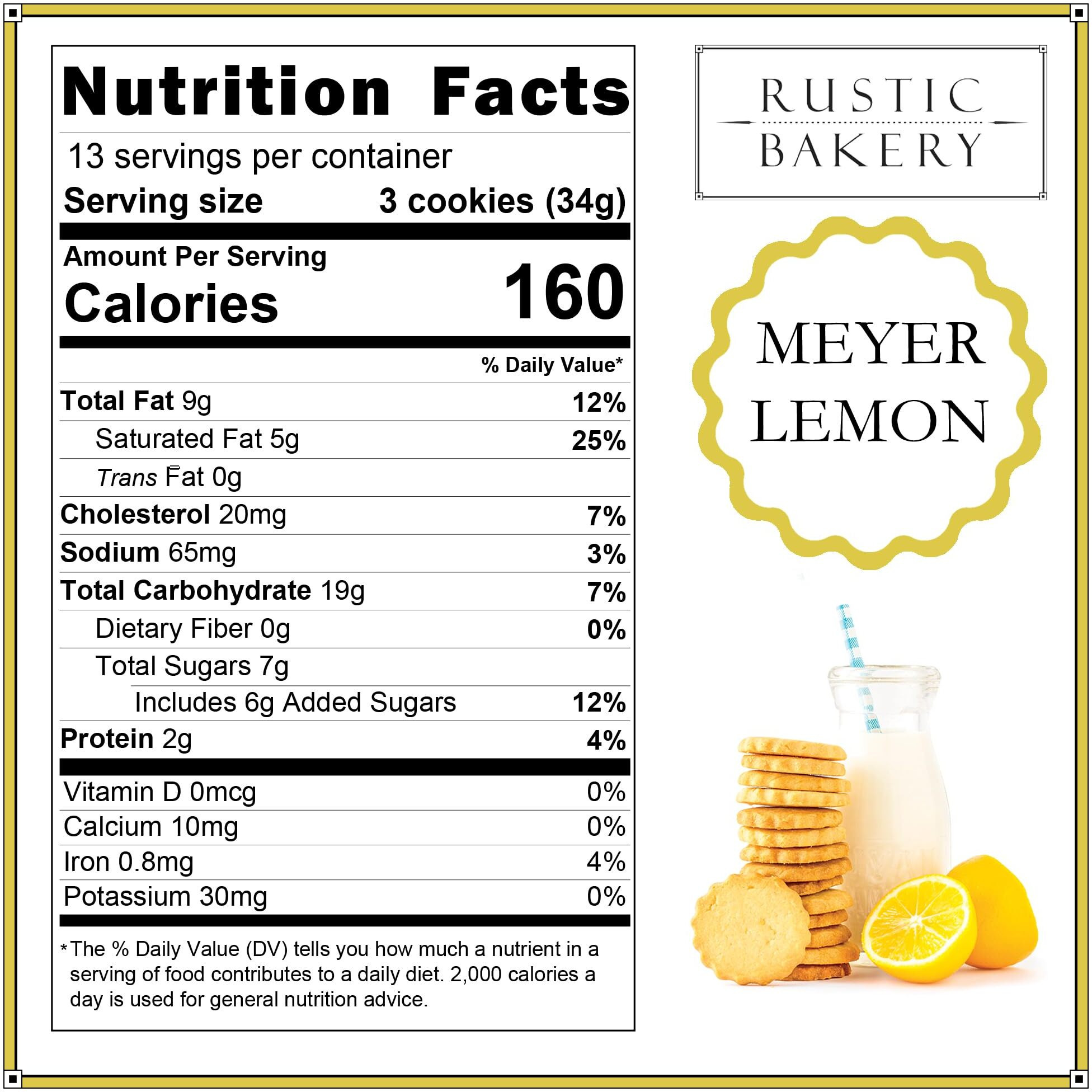 Rustic Bakery Meyer Lemon Shortbread - Sweet & Tangy Handmade Shortbread Cookies With Meyer Lemons - Artisan Tea Cookies - Made In California - Pack Of 4-4 Oz Trays