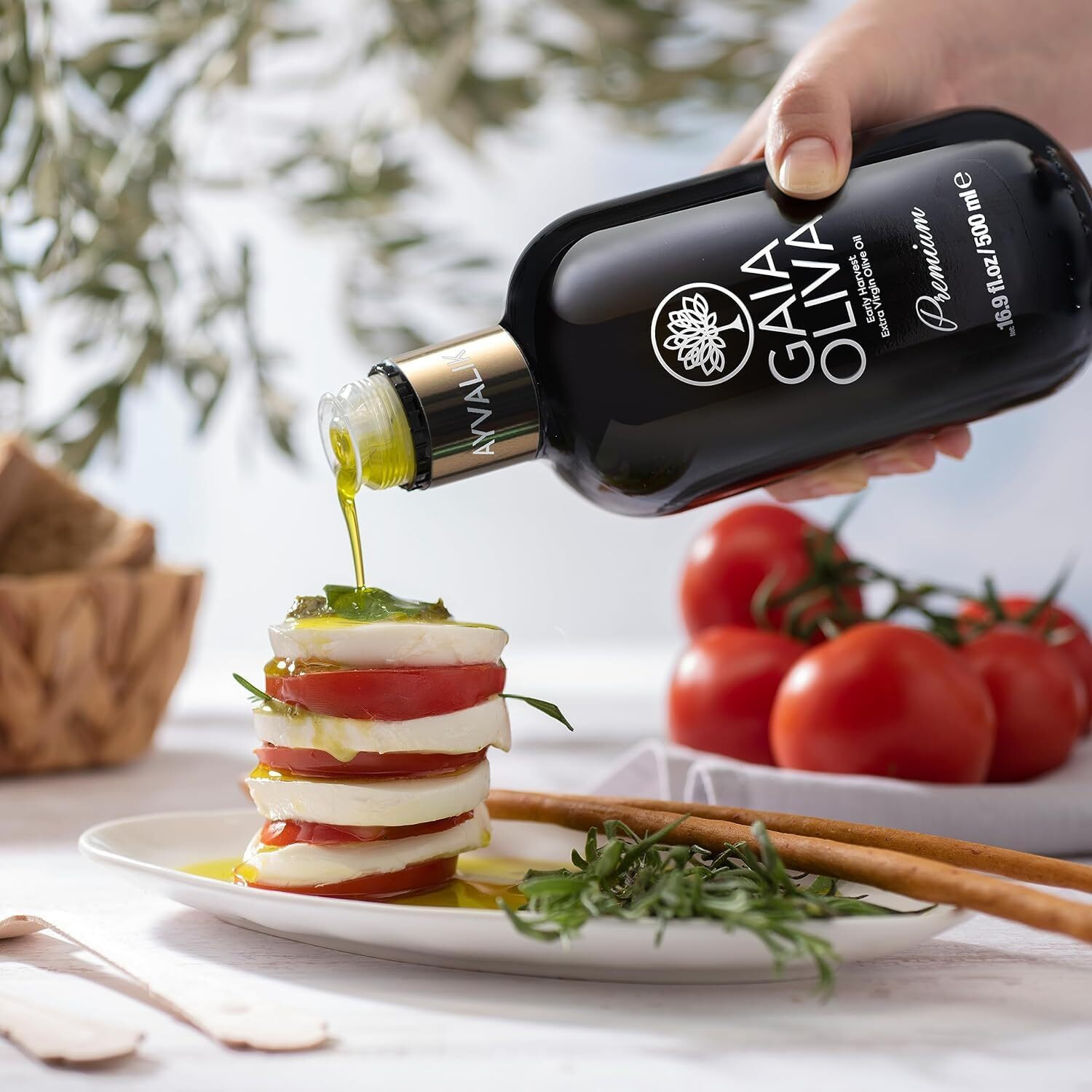 Gaia Oliva Cold Press Extra Virgin Olive Oil, Early Harvest Fruity Flavor Fresh Premium Olive Oil From Aegean Region, Aeite De Oliva Extra Virgen (16.9 Fl Oz)