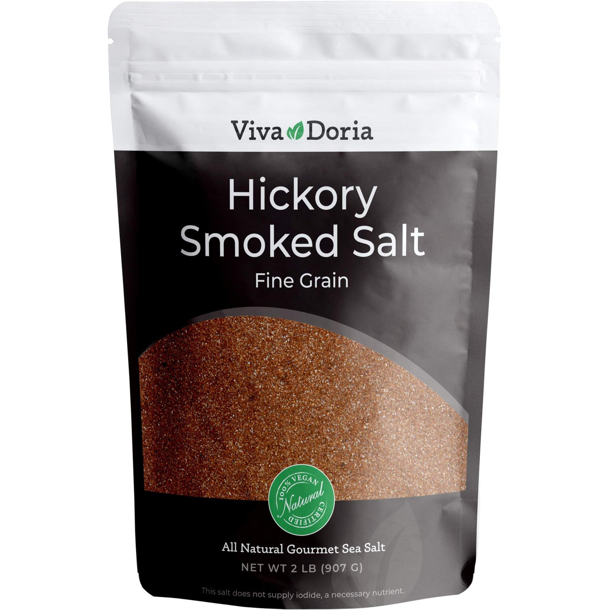 Viva Doria Hickory Smoked Sea Salt, Hickorywood Salt, Fine Grain, 2 Lb