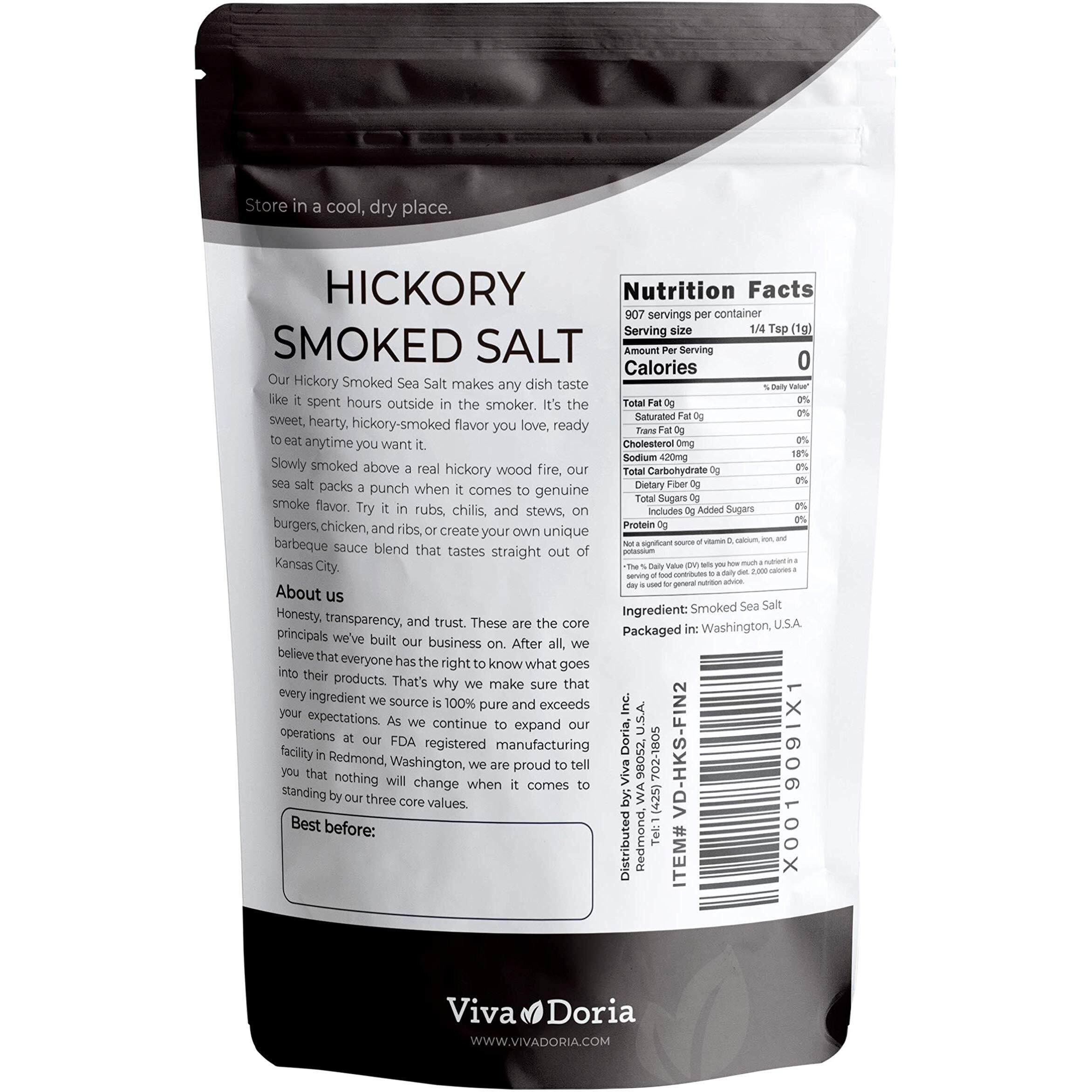 Viva Doria Hickory Smoked Sea Salt, Hickorywood Salt, Fine Grain, 2 Lb