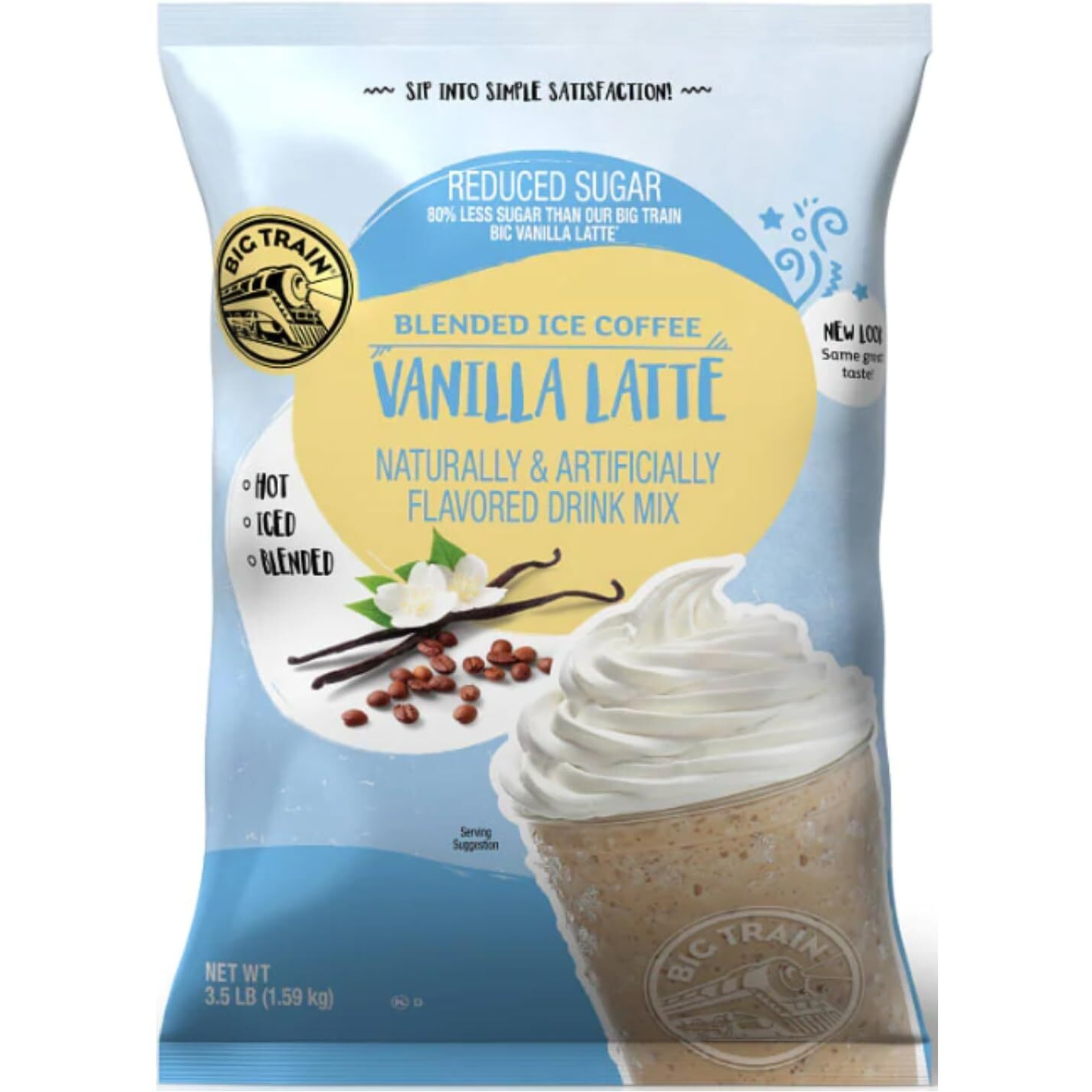 Big Train Reduced Sugar Vanilla Latte Blended Ice Coffee Beverage Mix, 3.5 Pound (Pack Of 1)