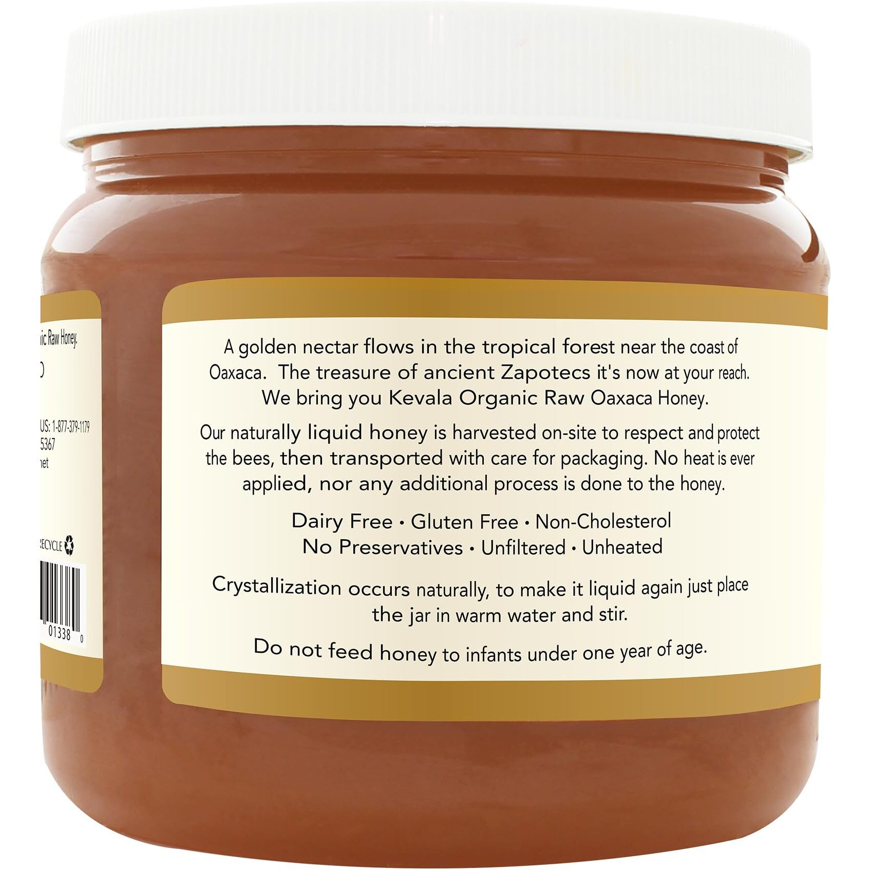 Kevala Organic Raw Oaxaca Honey - Raw Honey Organic Unfiltered - Organic Honey - Raw Honey Organic Unfiltered - Organic Raw Honey - Sweetener - Pure Honey - 3 Lb - 1360 G