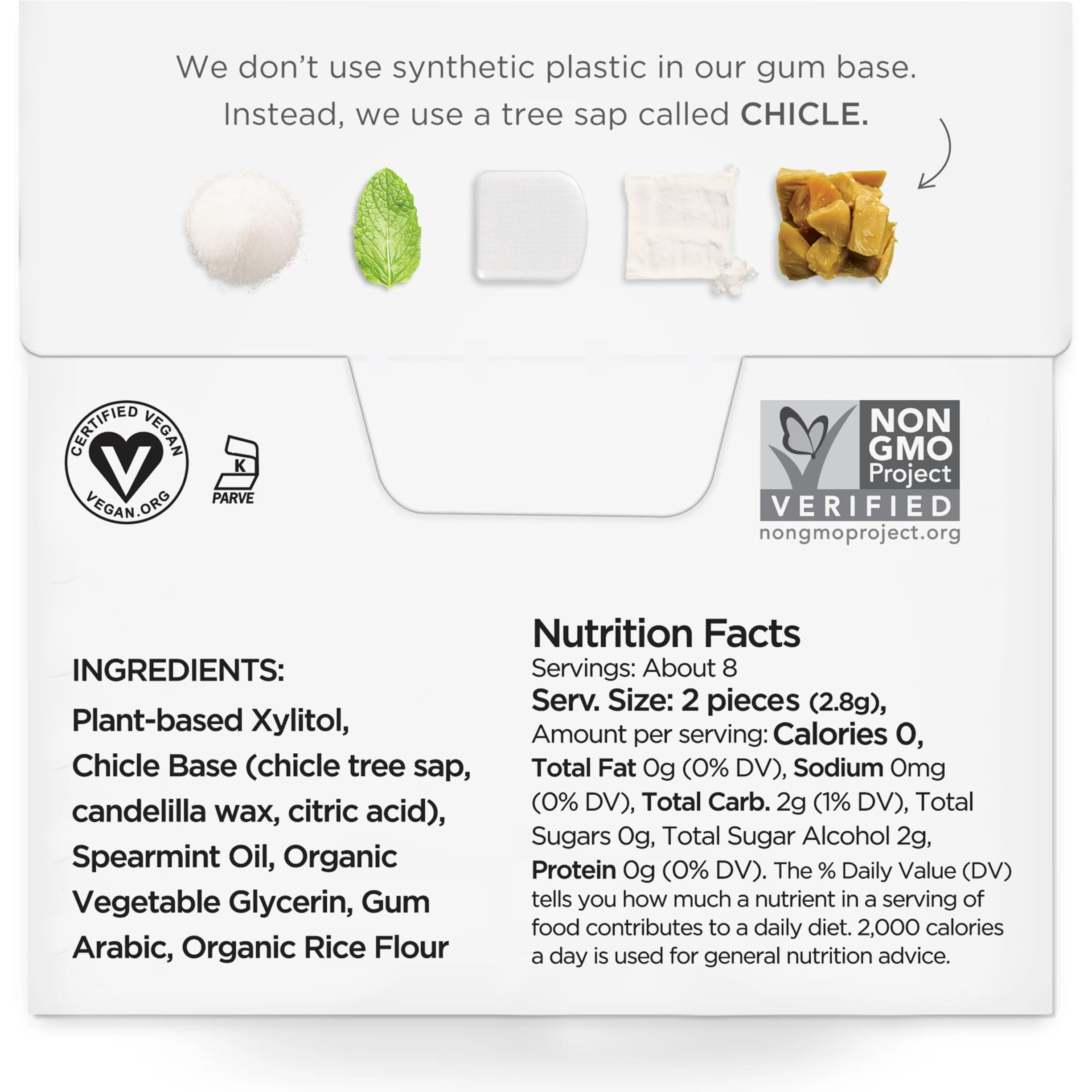 Simply Gum | Sugar Free Xylitol Chewing Gum | Spearmint | Pack Of Six (90 Pieces Total) | Synthetic Free + Sugar Free + Aspartame Free