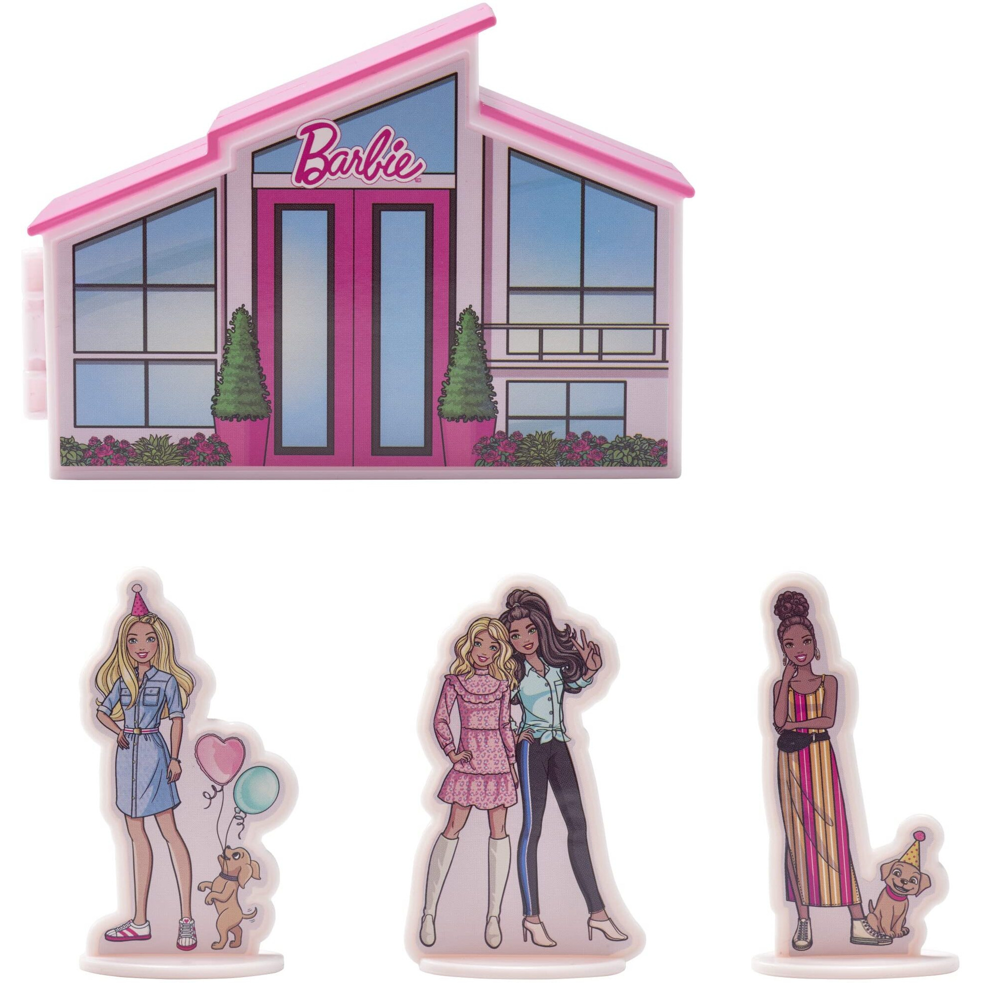Decoset Barbie Dreamhouse Adventures Cake Topper, 4 Piece Cake Decoration With Barbie, Barbie Dreamhouse, And Friends, For Birthday Cake, Ready To Use