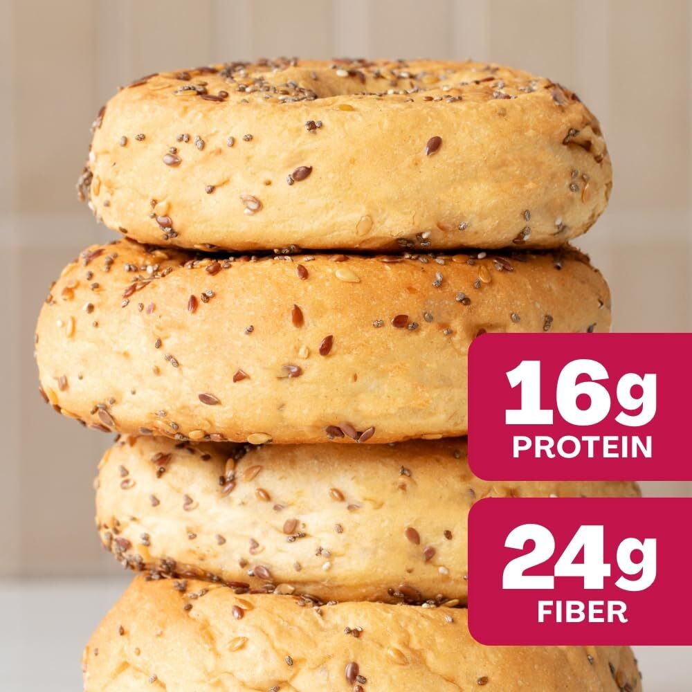 Sola Everything Bagels, Low Carb & Keto Friendly, 16G Of Protein Per Bagel & 7G Net Carbs, Non-Gmo, No Added Sugar, 12.4 Oz, (4 Bagels/Pack) (Pack Of 3)