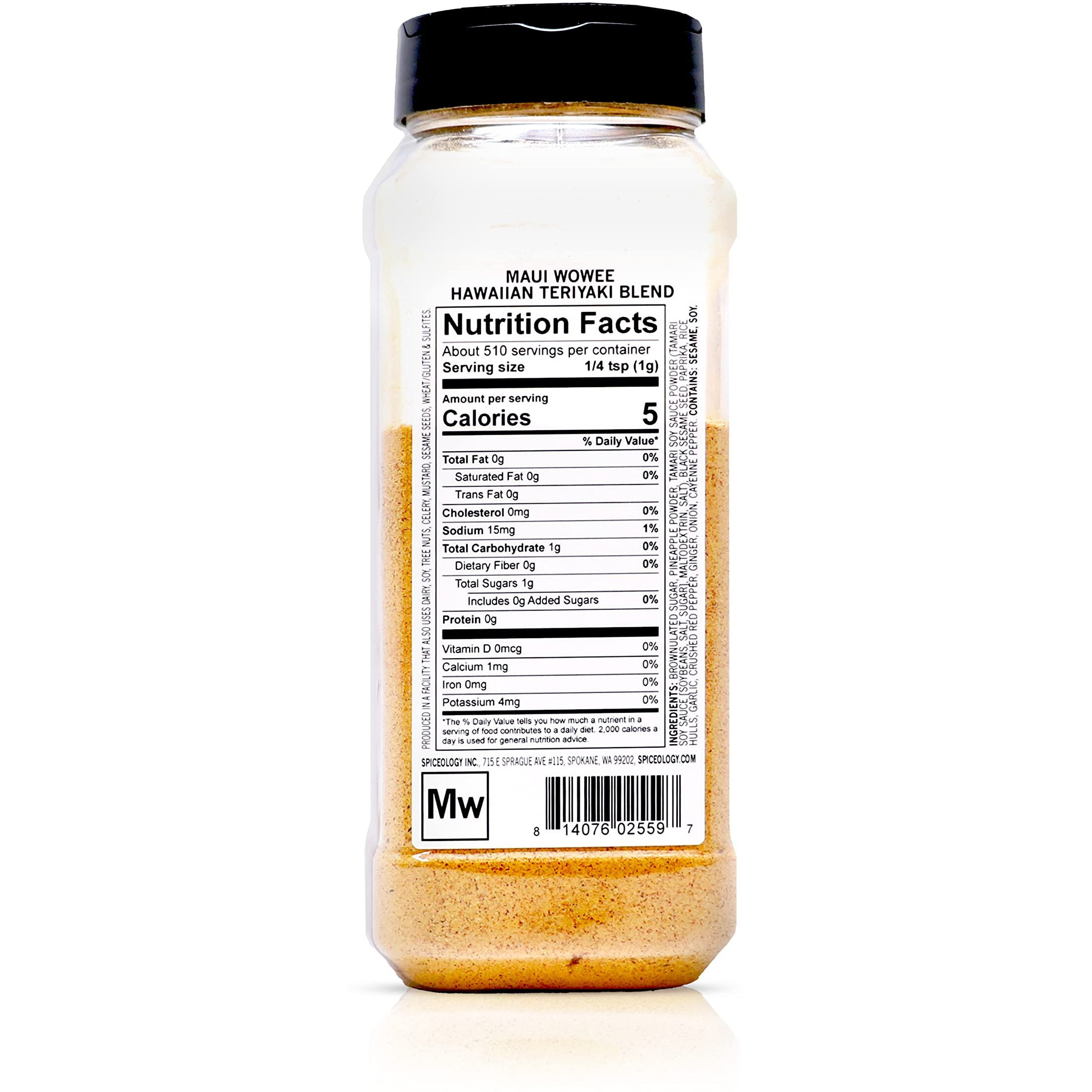 Spiceology - Maui Wowee - Hawaiian Teriyaki Seasoning - Hawaiian Bbq Rub Spices And Seasonings - Add Flavor To Chicken, Ramen, Salmon, Pork, Tofu, Shrimp, Bacon, Steak - 18 Oz