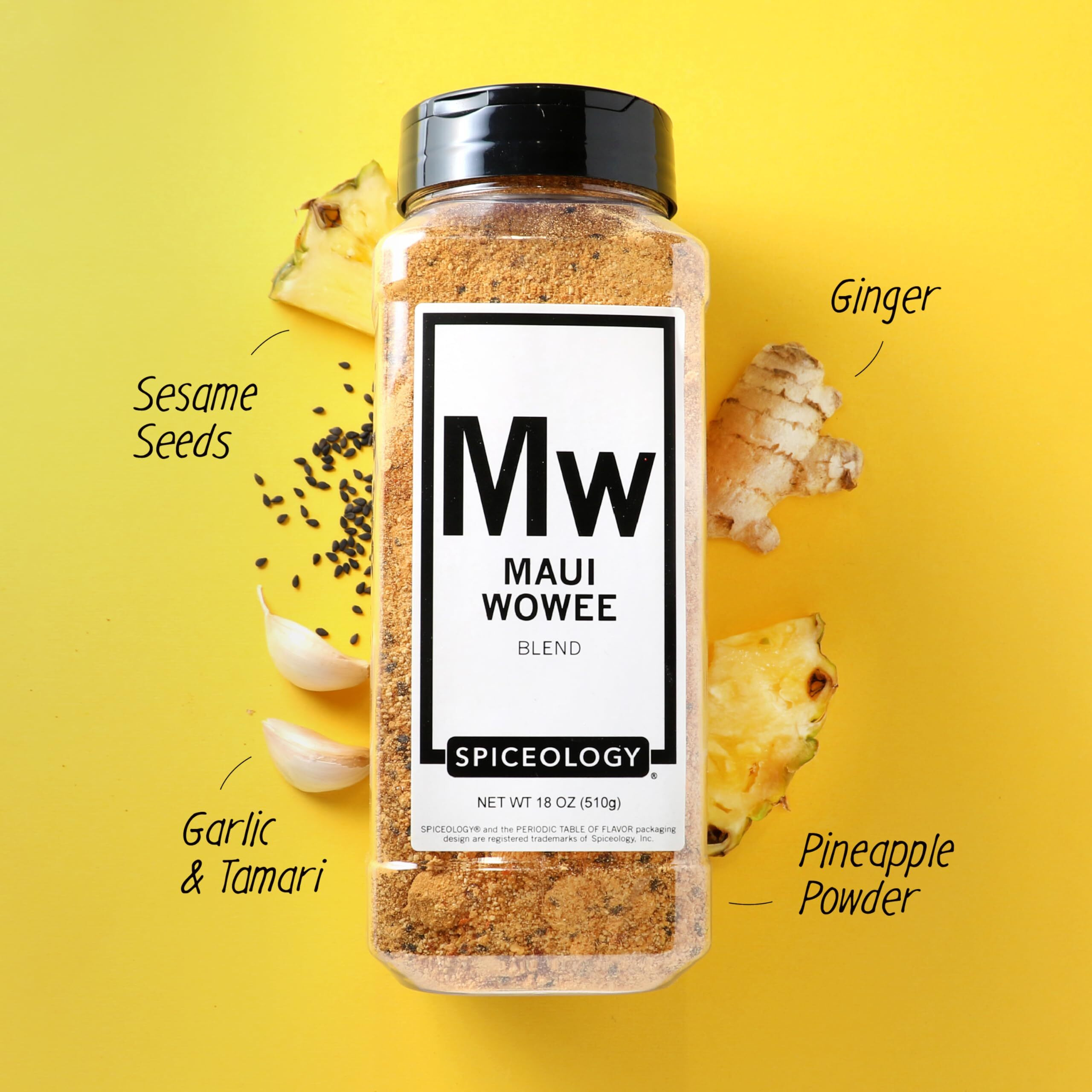 Spiceology - Maui Wowee - Hawaiian Teriyaki Seasoning - Hawaiian Bbq Rub Spices And Seasonings - Add Flavor To Chicken, Ramen, Salmon, Pork, Tofu, Shrimp, Bacon, Steak - 18 Oz