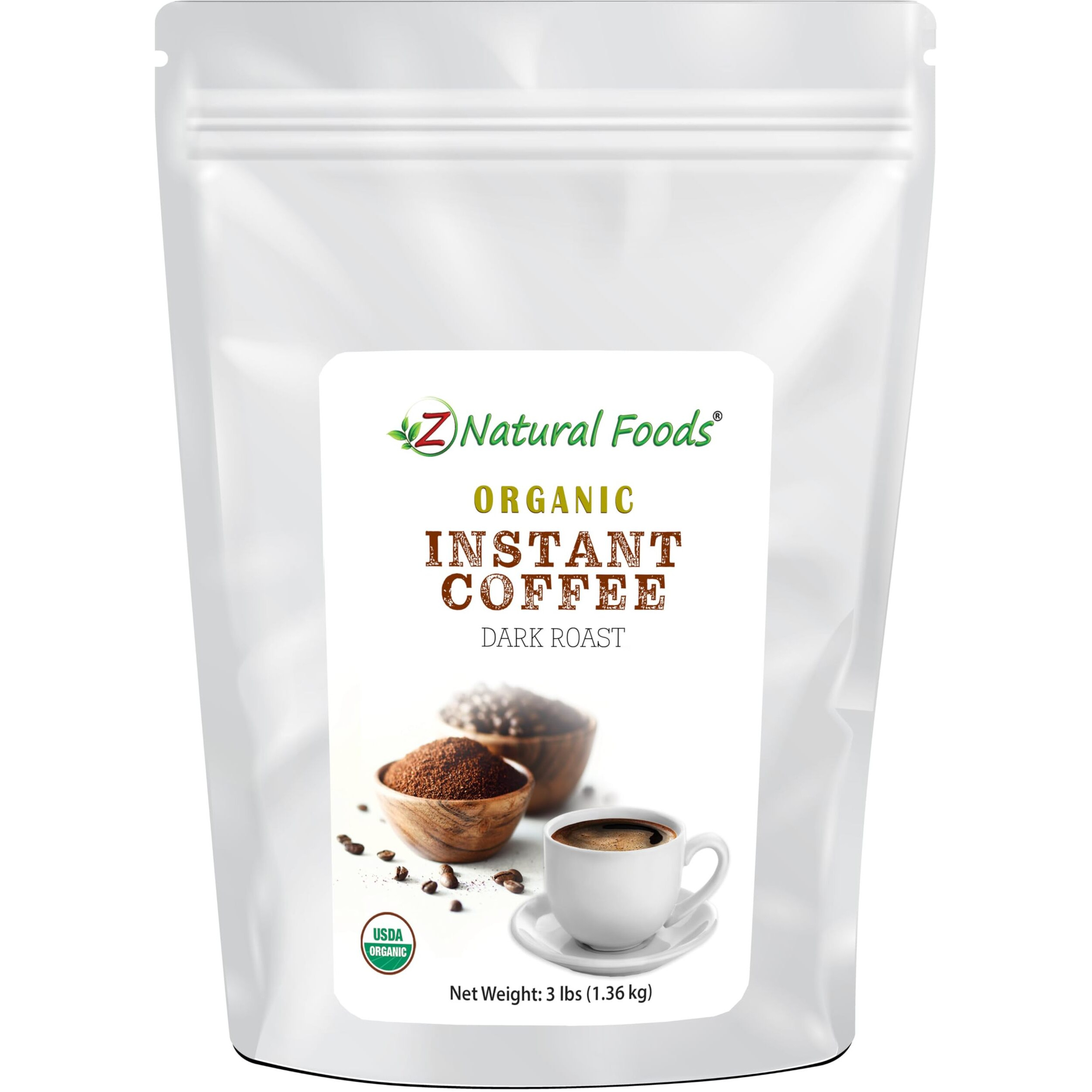 Organic Instant Coffee Powder, Dark Roast Delight, Rich In Immune-Supporting Antioxidants, Boosts Mood, Energy, And Memory, Enjoy Hot Or Iced, Gluten-Free, Vegan, Non-Gmo, 3 Lb.