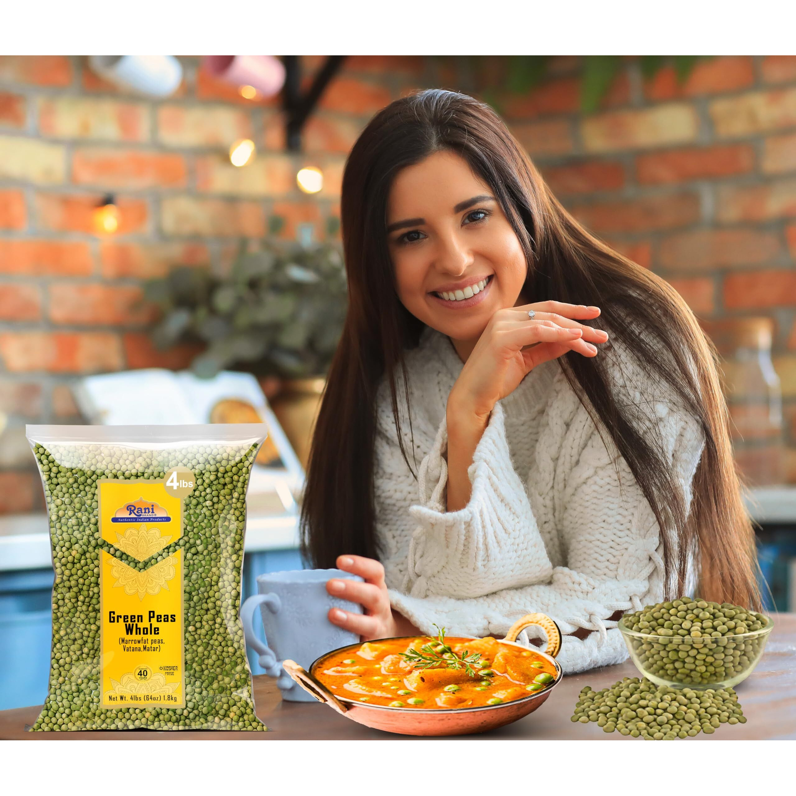 Rani Green Peas Whole, Dried (Marrowfat Peas, Vatana, Matar) 64Oz (4Lbs) 1.81Kg Bulk ~ Used To Make Mushy Peas | All Natural | Vegan | Gluten Friendly | Kosher | Product Of Usa