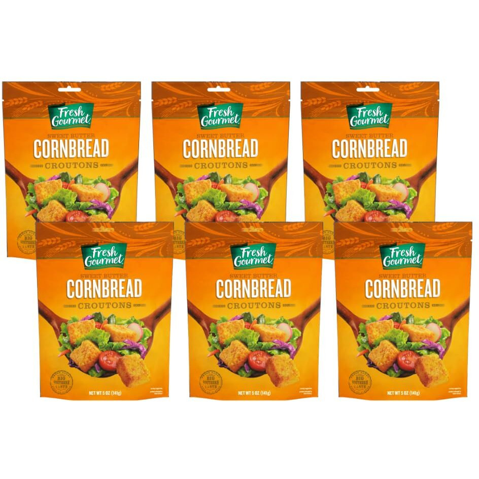 Fresh Gourmet Premium Croutons, Sweet Butter Cornbread, 5 Ounce (Pack Of 6)