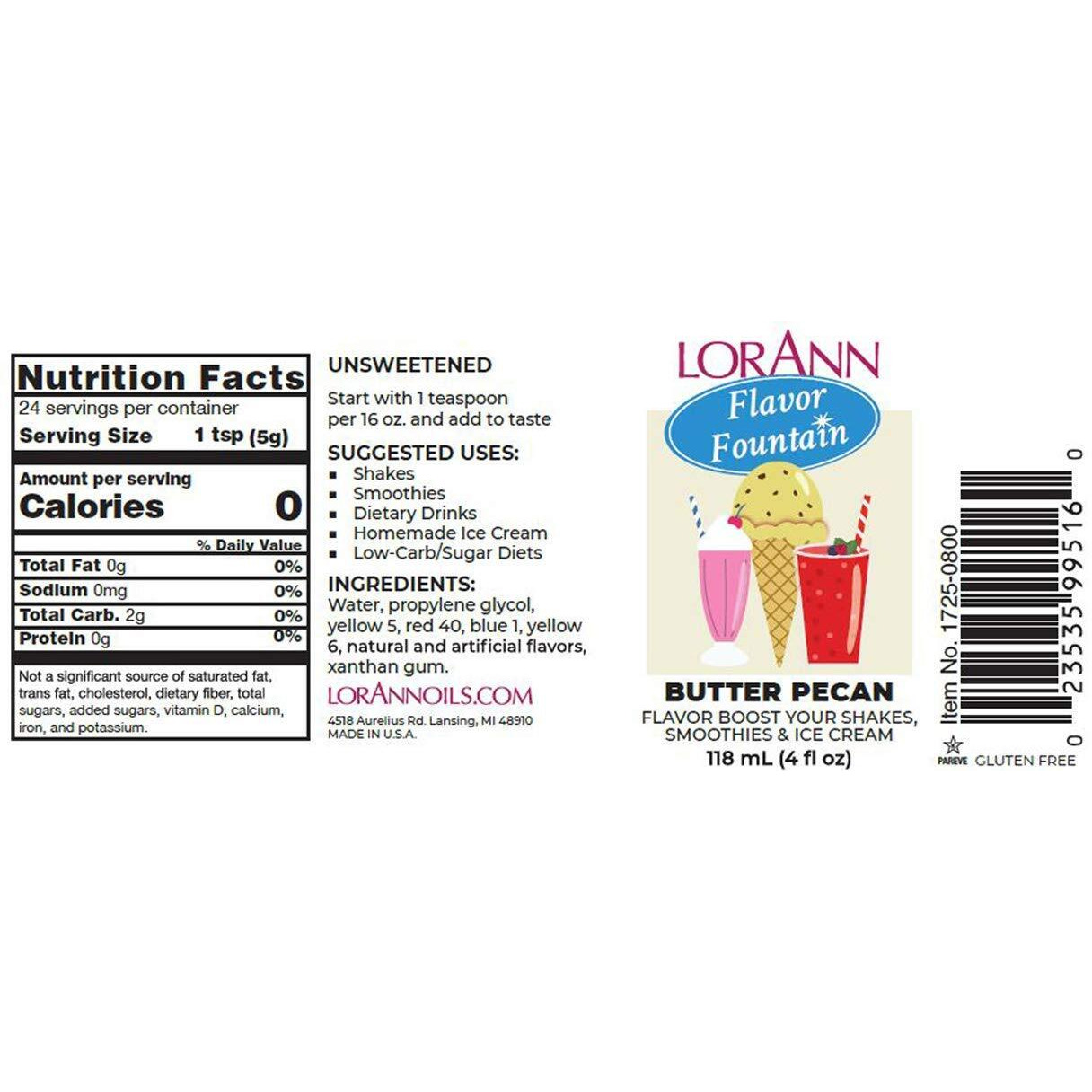 Lorann Butter Pecan Flavor Fountain, 4 Oz Bottle
