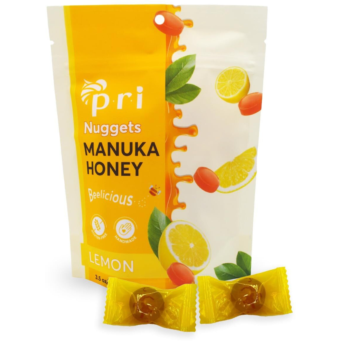 Pri Manuka Honey & Lemon Nuggets, Sweet And All Natural Hard Candy Treat, 3.5Oz