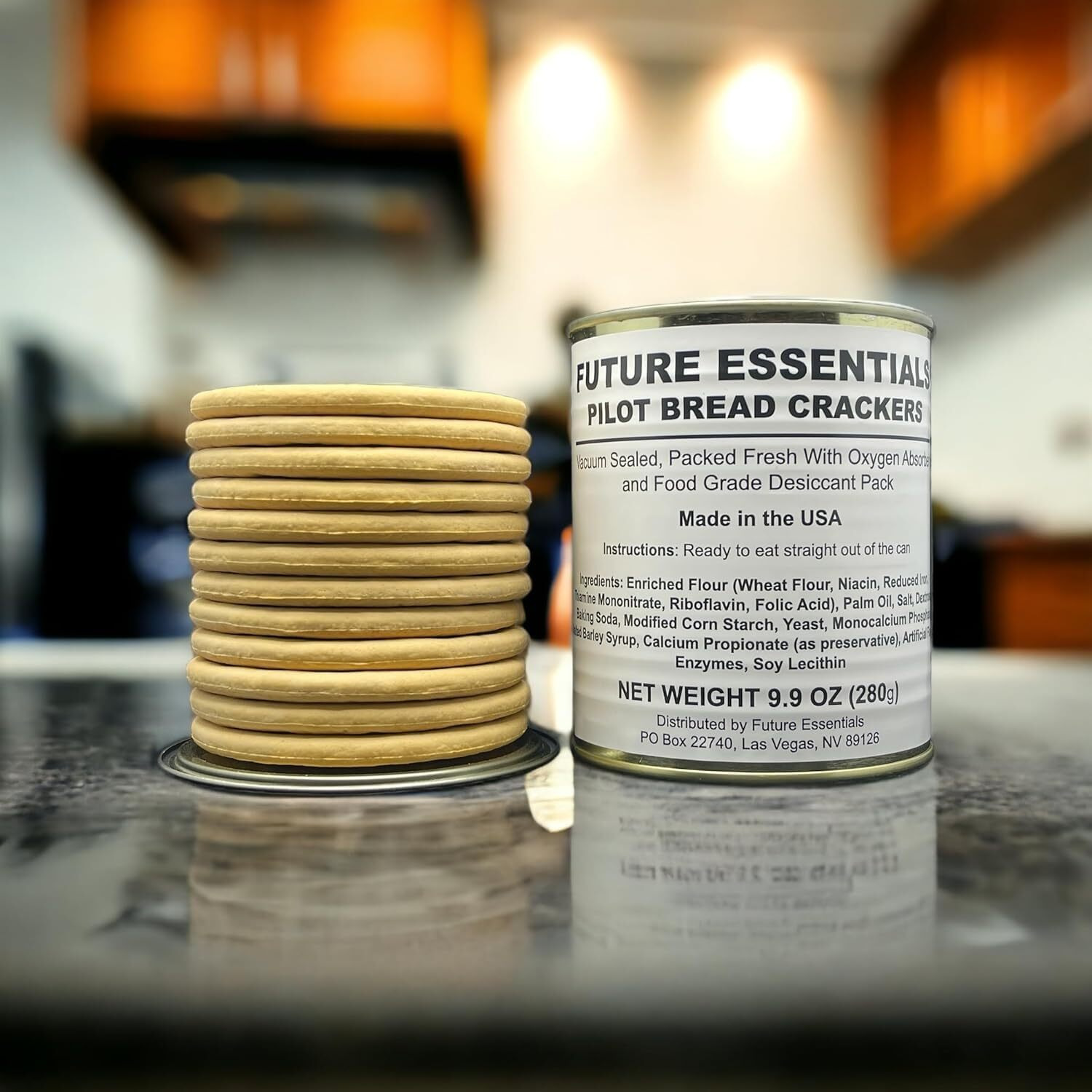Future Essential Sailor Pilot Bread Crackers | Ship's Biscuit | Emergency Survival Food | Long Term Food Storage (30 Years Shelf Life) Ready To Eat 2.5 (1 Can) 12 Serving Per Can