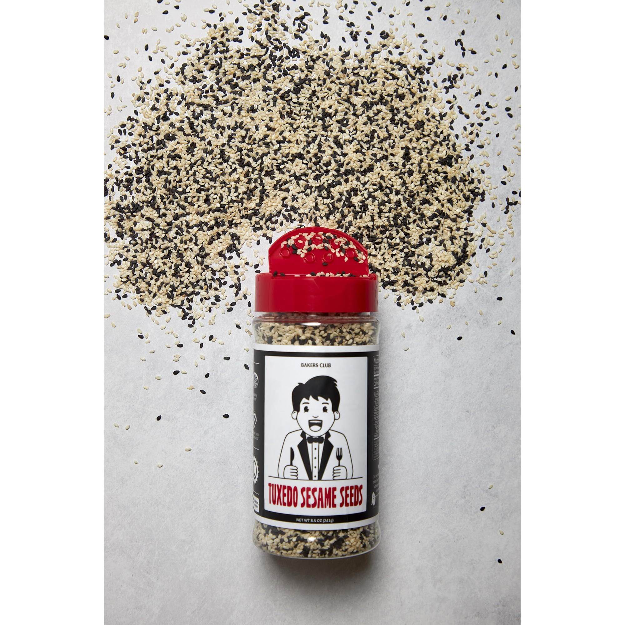 Bakers Club Bulk 17Oz Mixed Black And White Sesame Seeds - Tuxedo Blend For Sushi, Tuna, Stir Fry, Bread, Poke Bowls - Kosher, Gluten Free, Rich In Sesame Oil - Ideal For Toasting, Cooking, Baking