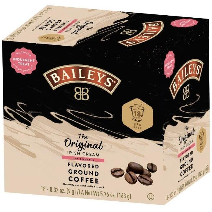 Ground Coffee, Medium Roast, Original Irish Cream Flavored Coffee Pods, 18Ct