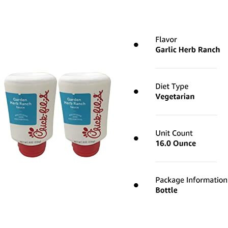 Chick-Fil-A Sauce 8 Oz. Squeeze Bottle 2 Pack- Resealable Container For Dipping, Drizzling, And Marinades (Garlic Herb Ranch)