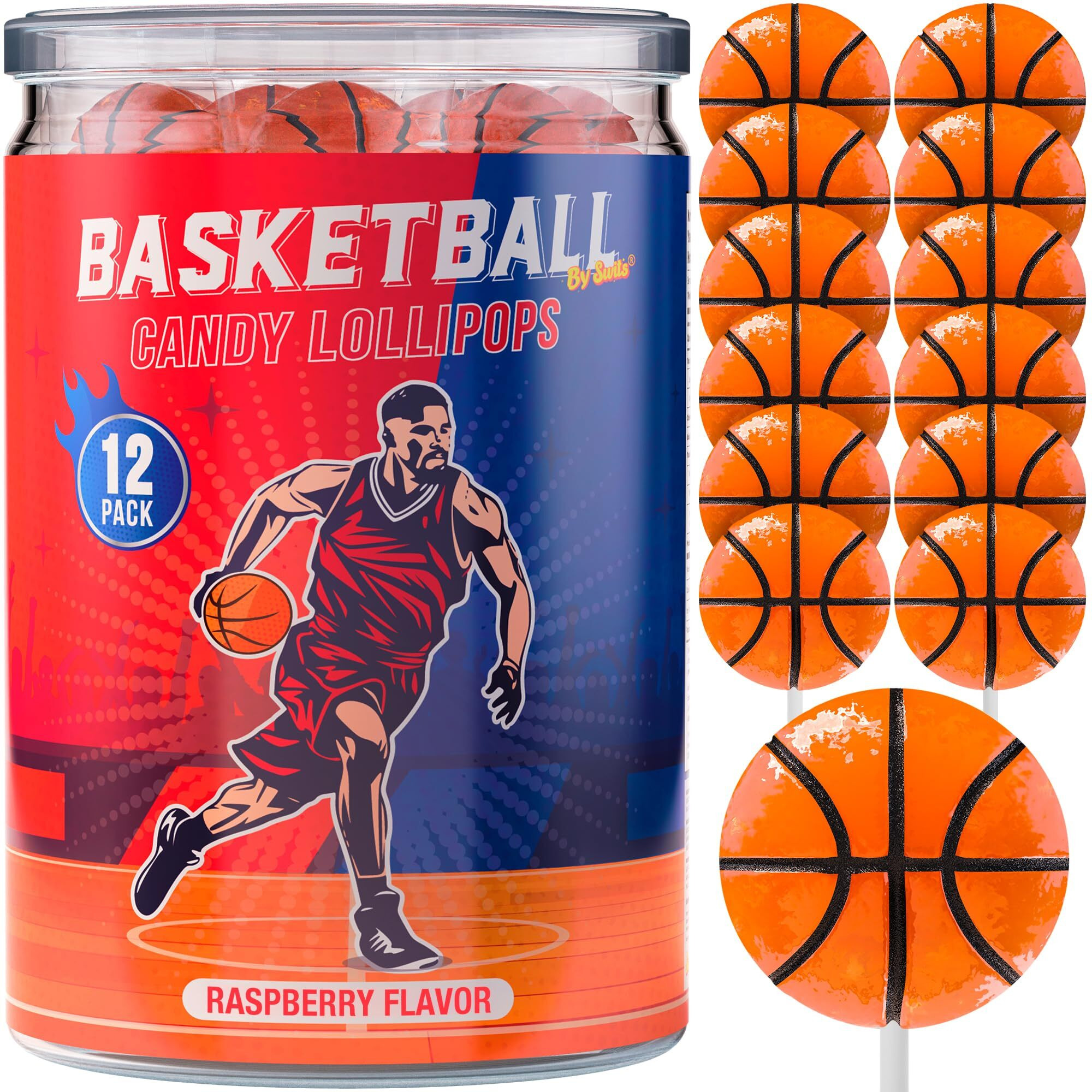 Basketball Lollipops 12Pk- Basketball Candy For Basketball Party Favors & Basketball Party Supplies - Basketball Snacks & Candy Basketball Suckers For Basketball Party Decorations