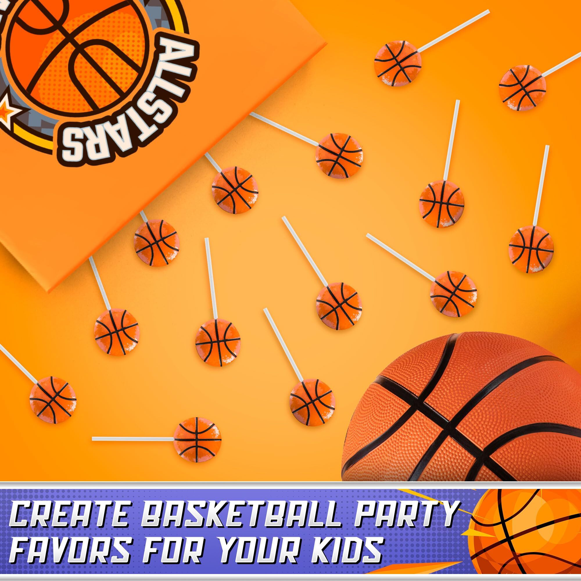 Basketball Lollipops 12Pk- Basketball Candy For Basketball Party Favors & Basketball Party Supplies - Basketball Snacks & Candy Basketball Suckers For Basketball Party Decorations
