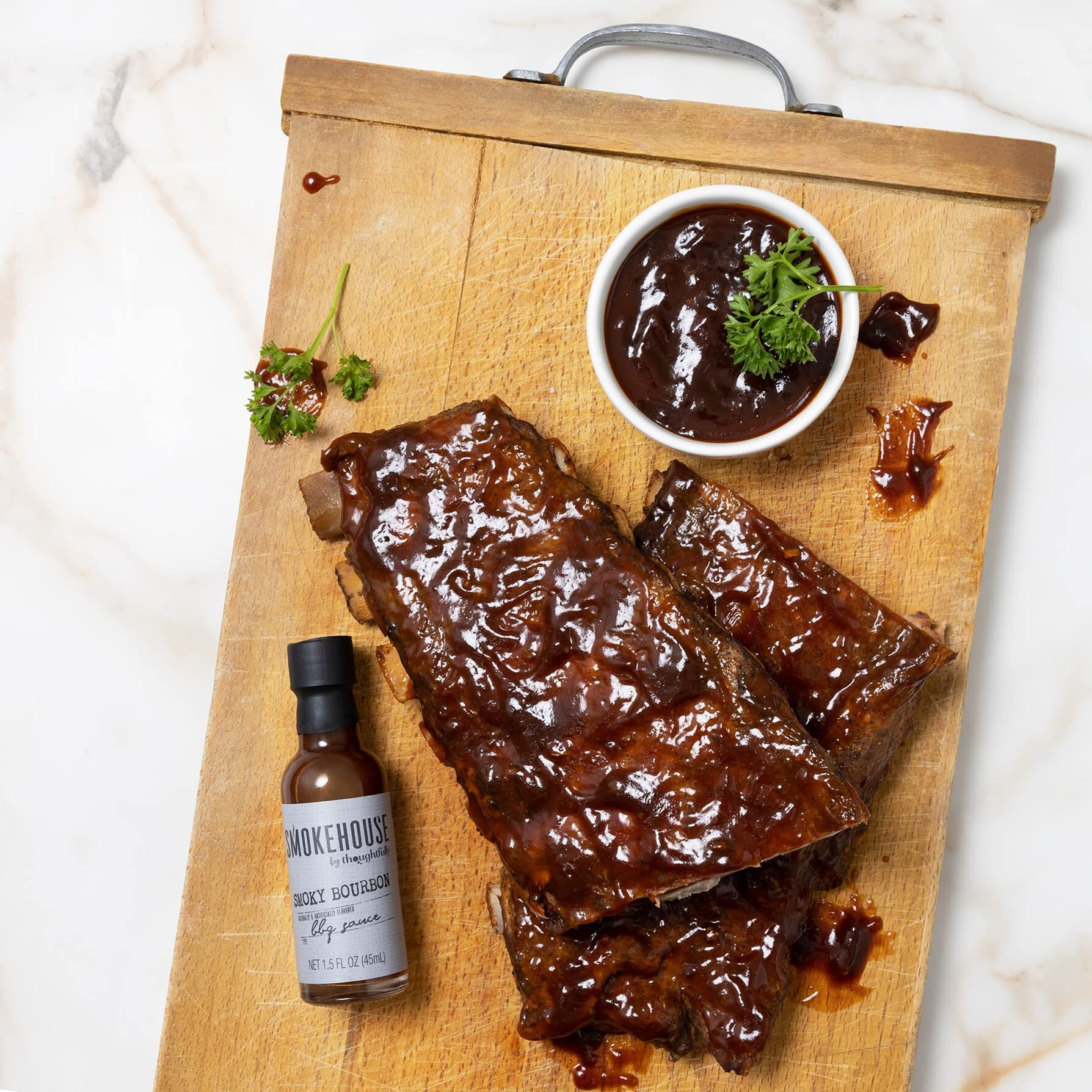 Smokehouse By Thoughtfully, Gourmet Bbq Sauce Sampler Set, Vegan And Vegetarian, Flavors Include Honey Chipotle, Smoky Bourbon, Sweet And Spicy, And Bacon Bbq Sauce, Pack Of 4
