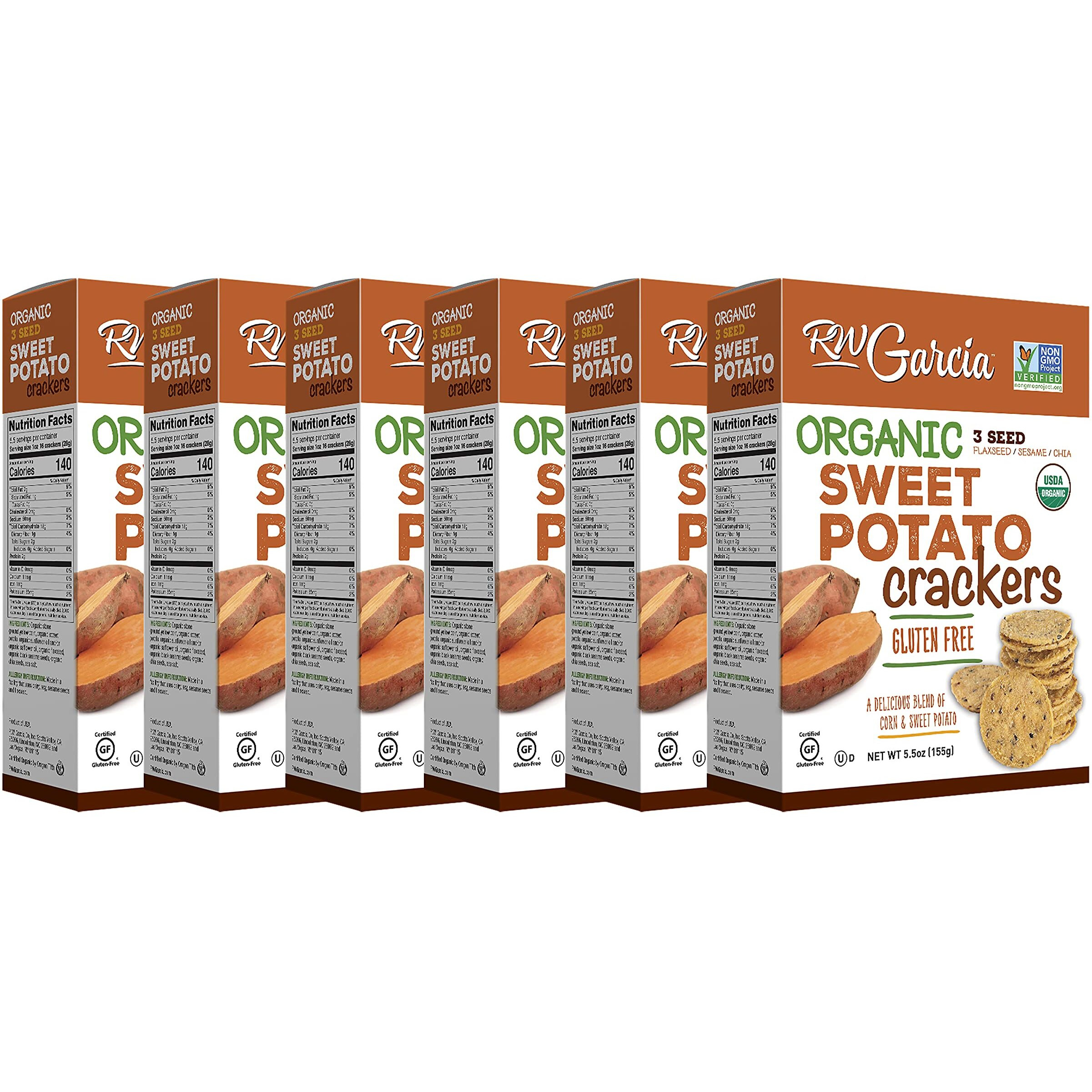 Rw Garcia Organic Sweet Potato Crackers, Gluten Free, 5.5Oz Boxes, 6 Pack