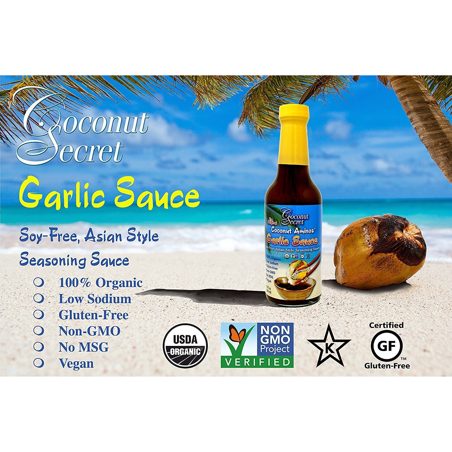 Coconut Secret Coconut Aminos Garlic Sauce (2 Pack) - 10 Fl Oz