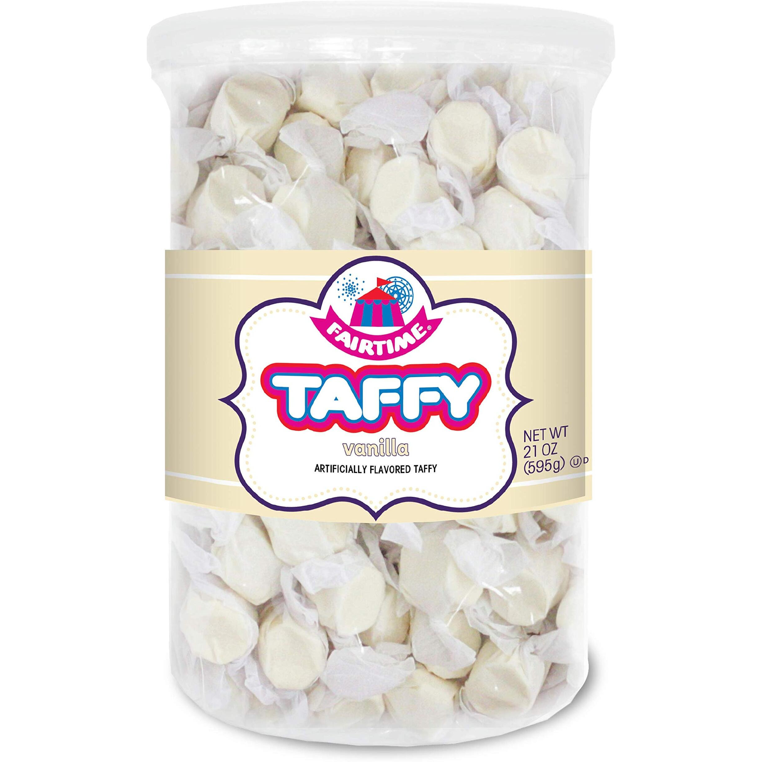Fairtime Taffy Bulk White Candy For Candy Buffets, Vanilla Taffy, Vanilla Candy, Bulk Candy, Pinata Candy, Individually Wrapped Candy - Kosher Candy, 21 Ounce Tub