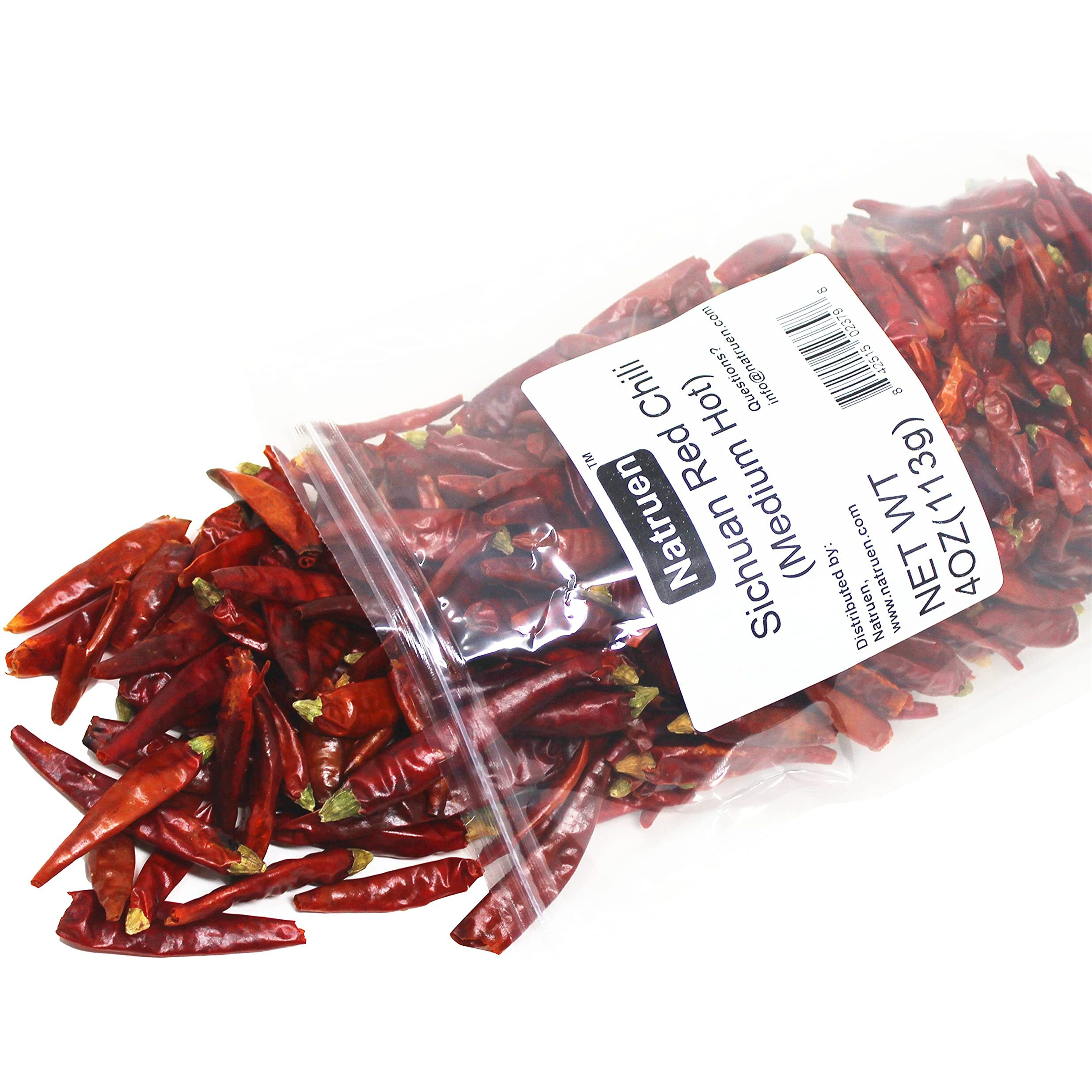 Natruen Whole Dry Szechuan Chinese Red Chili Pods 4 Oz (Medium Hot), Facing Heaven Chili, Spicy Sichuan Dried Red Hot Chilies For Chili Oil, Paste, And Sauce