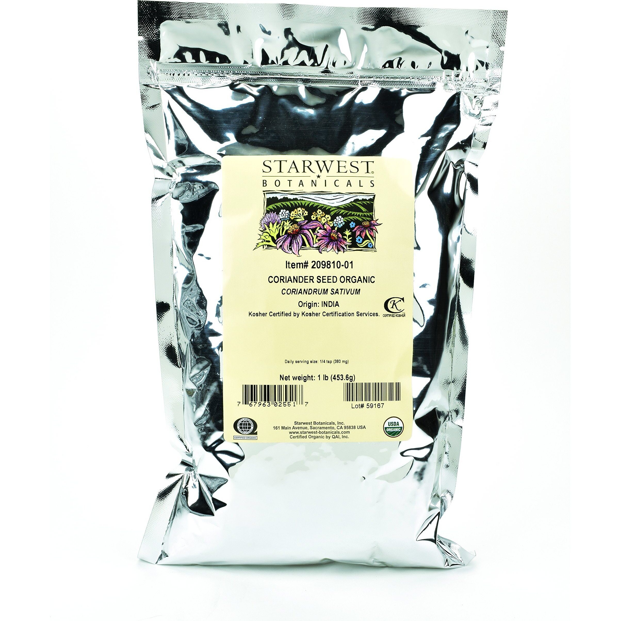 Starwest Botanicals Organic Coriander Seed, 1 Pound