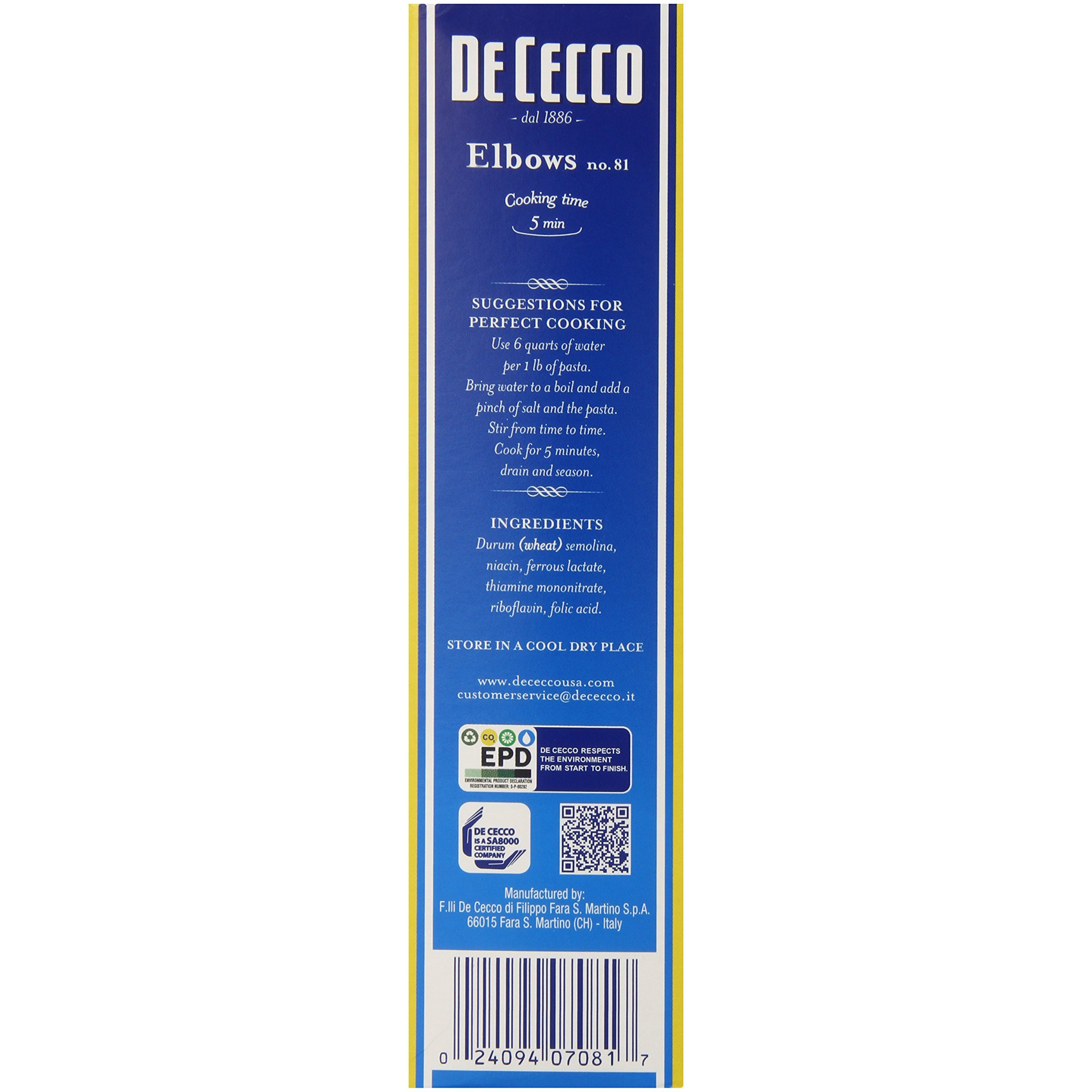 De Cecco Pasta, Elbows, 16 Ounce (Pack Of 5)