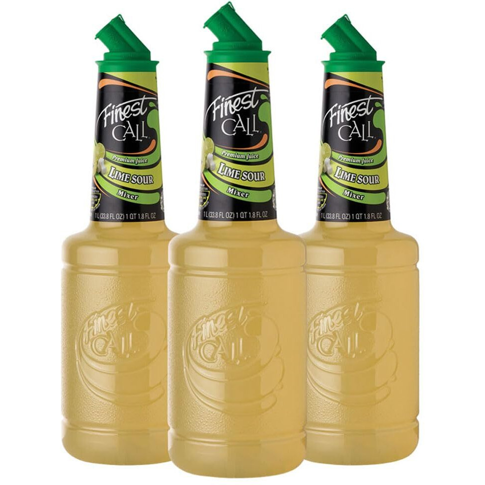 Finest Call Premium Juice Lime Sour Drink Mix, 1 Liter Bottle (33.8 Fl Oz), Pack Of 3