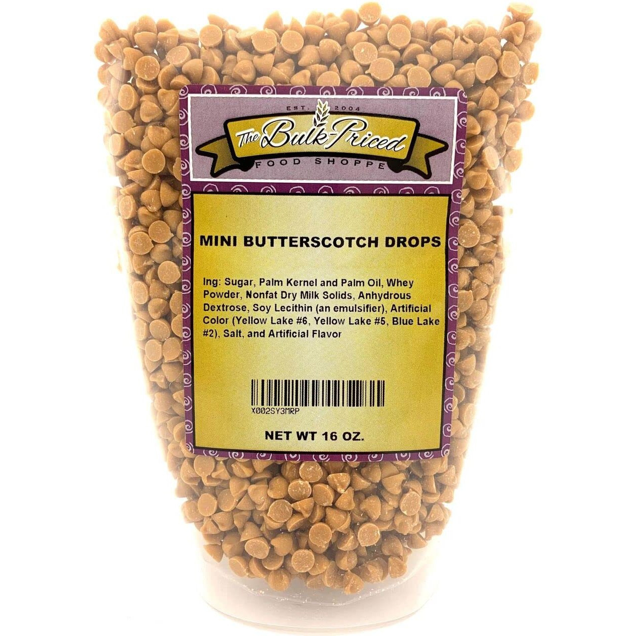 Mini Butterscotch Drops, Bulk Size, Baking Chips (1 Lb. Resealable Zip Lock Stand Up Bag)