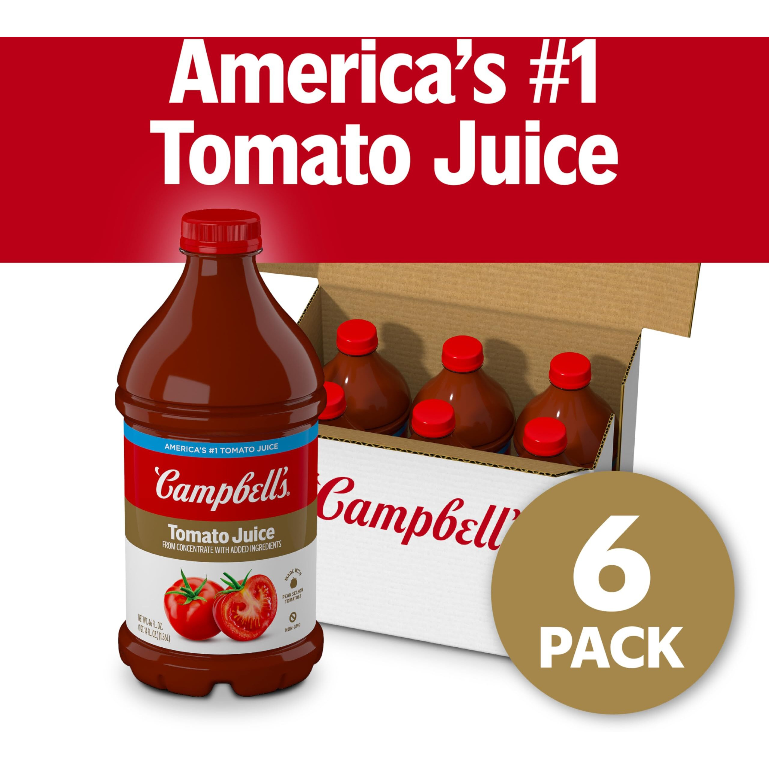 Campbell's Tomato Juice, 46 Oz. Bottle (Pack Of 6)