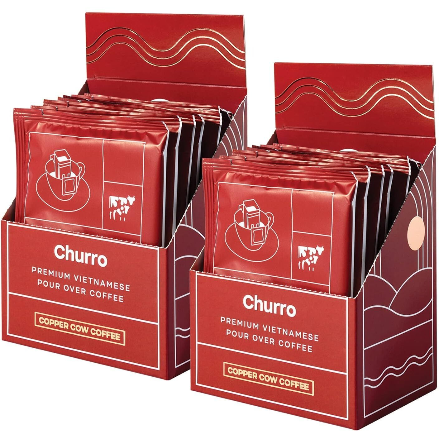 Copper Cow Coffee Premium Vietnamese Coffee Single-Serve Churro Coffees (Includes 16 Churro Coffees)