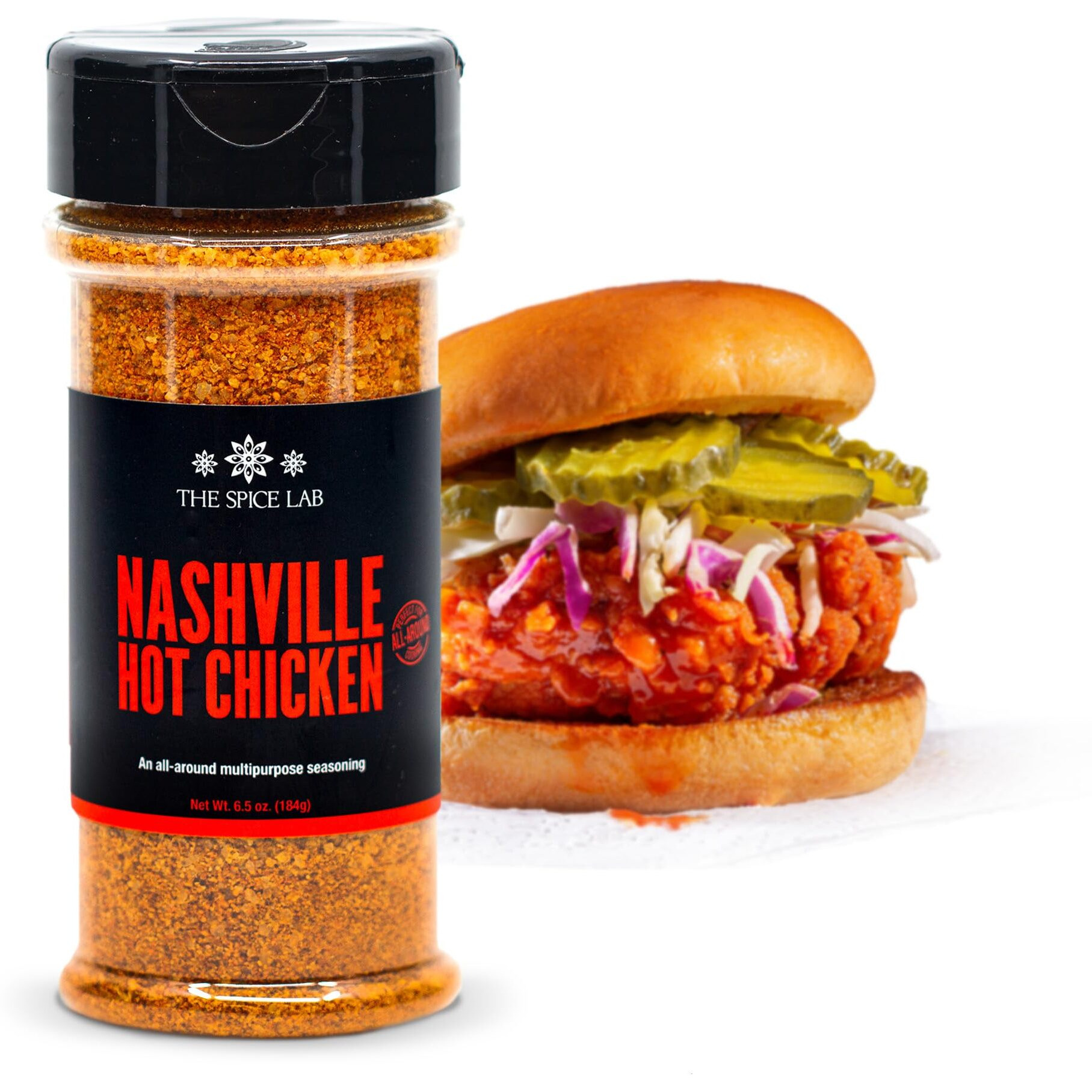 The Spice Lab Nashville Hot Chicken Seasoning - All Purpose Spicy Dry Rub For Chicken Wing Dust Seasoning - Gluten Free & Kosher Southern Flavor - 6.5 Oz Shaker - 7106
