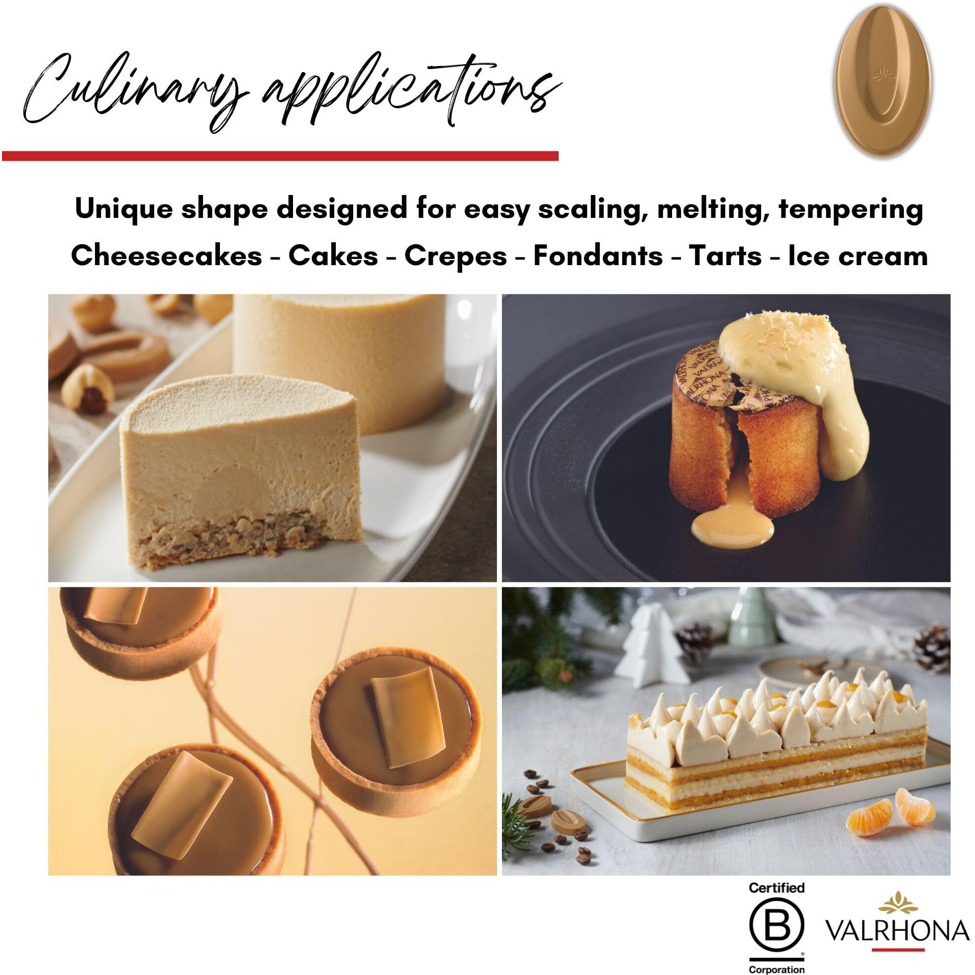 Valrhona Premium French Baking Blonde Chocolate Discs (Feves). Dulcey 35% Cacao. Creamy, Caramel Cookie Flavor Notes. Easy Melt & Tempering. Creamy, Balanced, For Luscious Frostings. 250G (Pack Of 1)