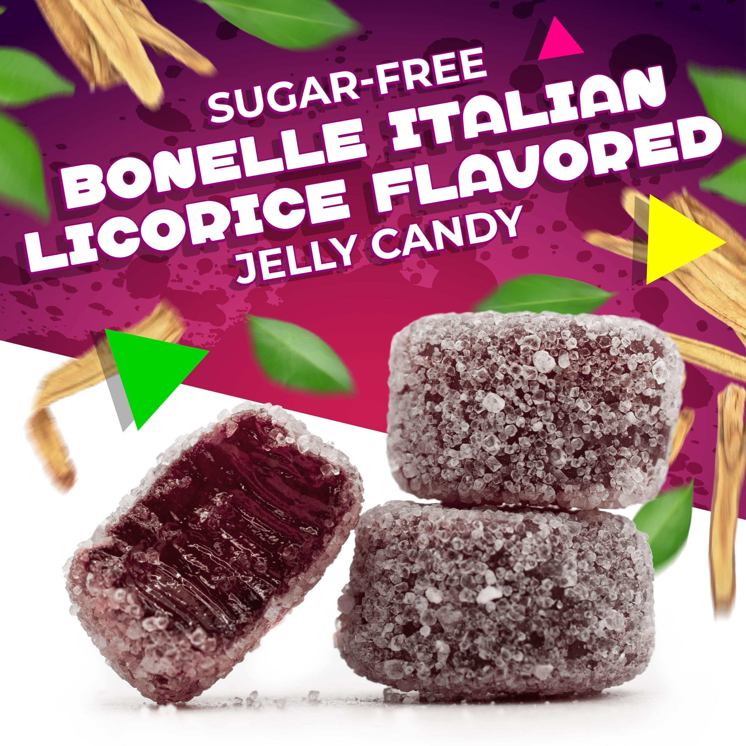 Bonelle Sugar-Free Licorice Jelly Candy (1 Pound Bag - Approx. 110 Count)