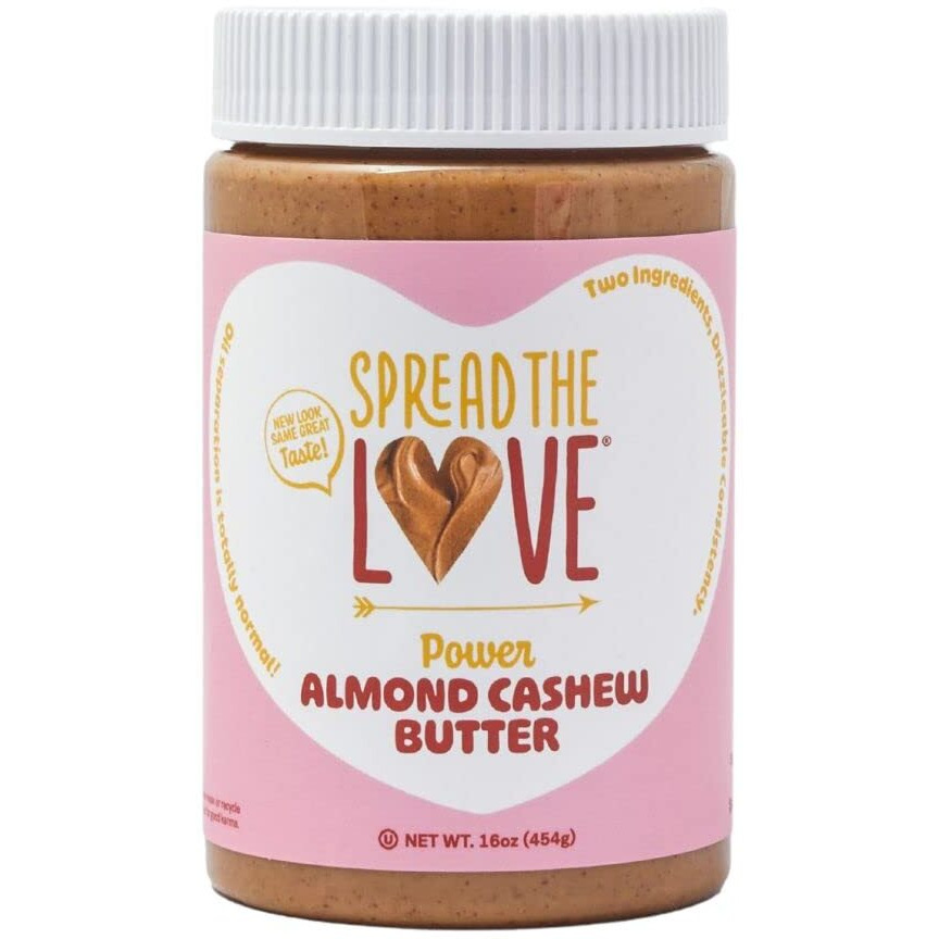 Spread The Love Almond Cashew Power Butter, 16 Ounce (All Natural, Vegan, Gluten-Free, No Salt, No Sugar, No Palm-Oil, No-Gmos) (1-Pack)