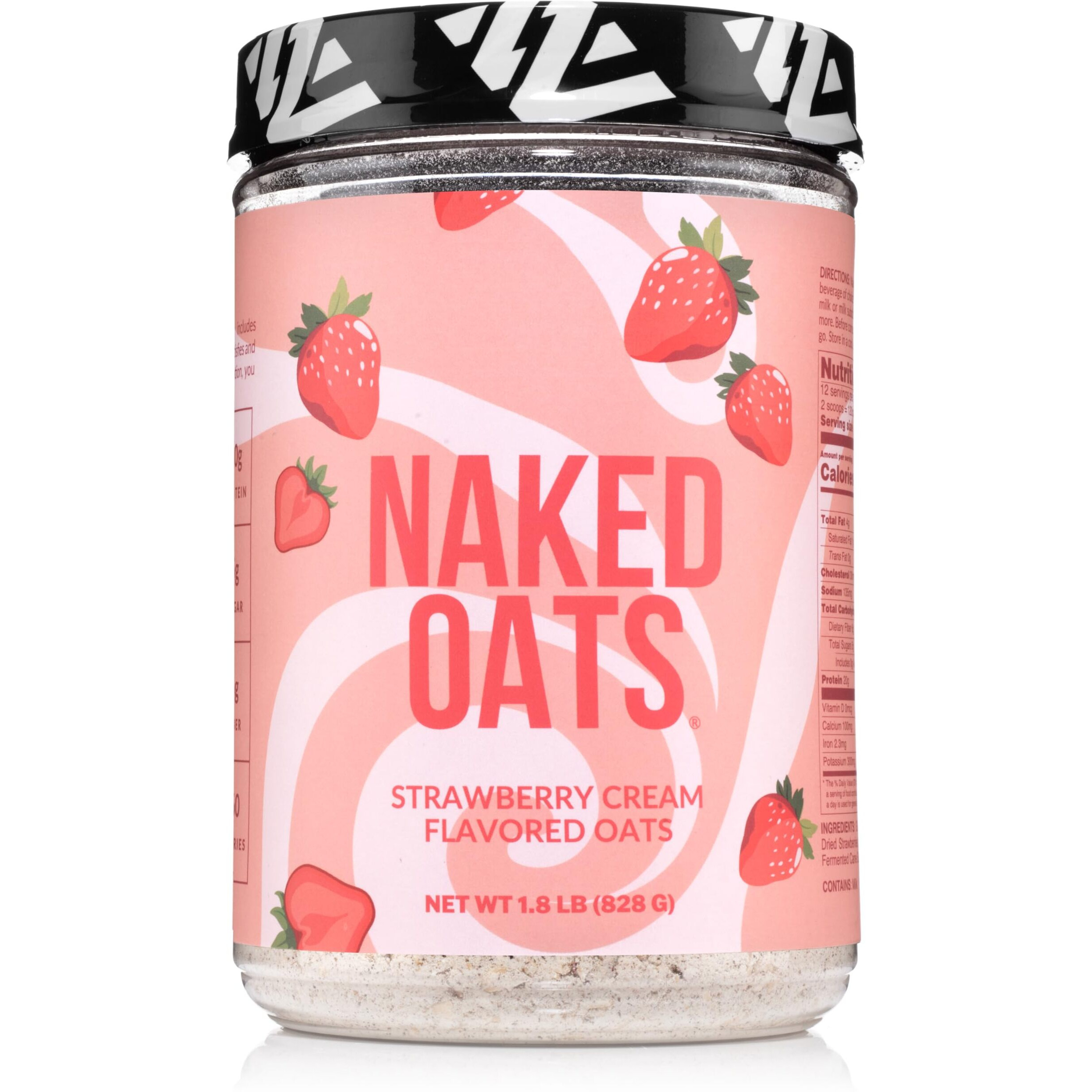 Naked Oats - Strawberry Cream Overnight Oats, 20G Grass-Fed Protein, Gluten-Free Oatmeal Instant Breakfast Or Shake, High Protein Oatmeal, High Fiber Breakfast Shake, Non Gmo, No Soy - 12 Servings
