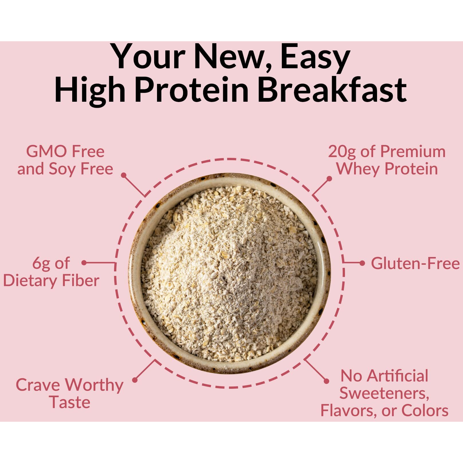 Naked Oats - Strawberry Cream Overnight Oats, 20G Grass-Fed Protein, Gluten-Free Oatmeal Instant Breakfast Or Shake, High Protein Oatmeal, High Fiber Breakfast Shake, Non Gmo, No Soy - 12 Servings