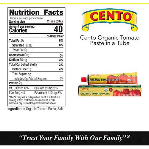 Cento Organic Double Concentrated Tomato Paste In A Tube, 4.56 Ounce (Pack Of 12)