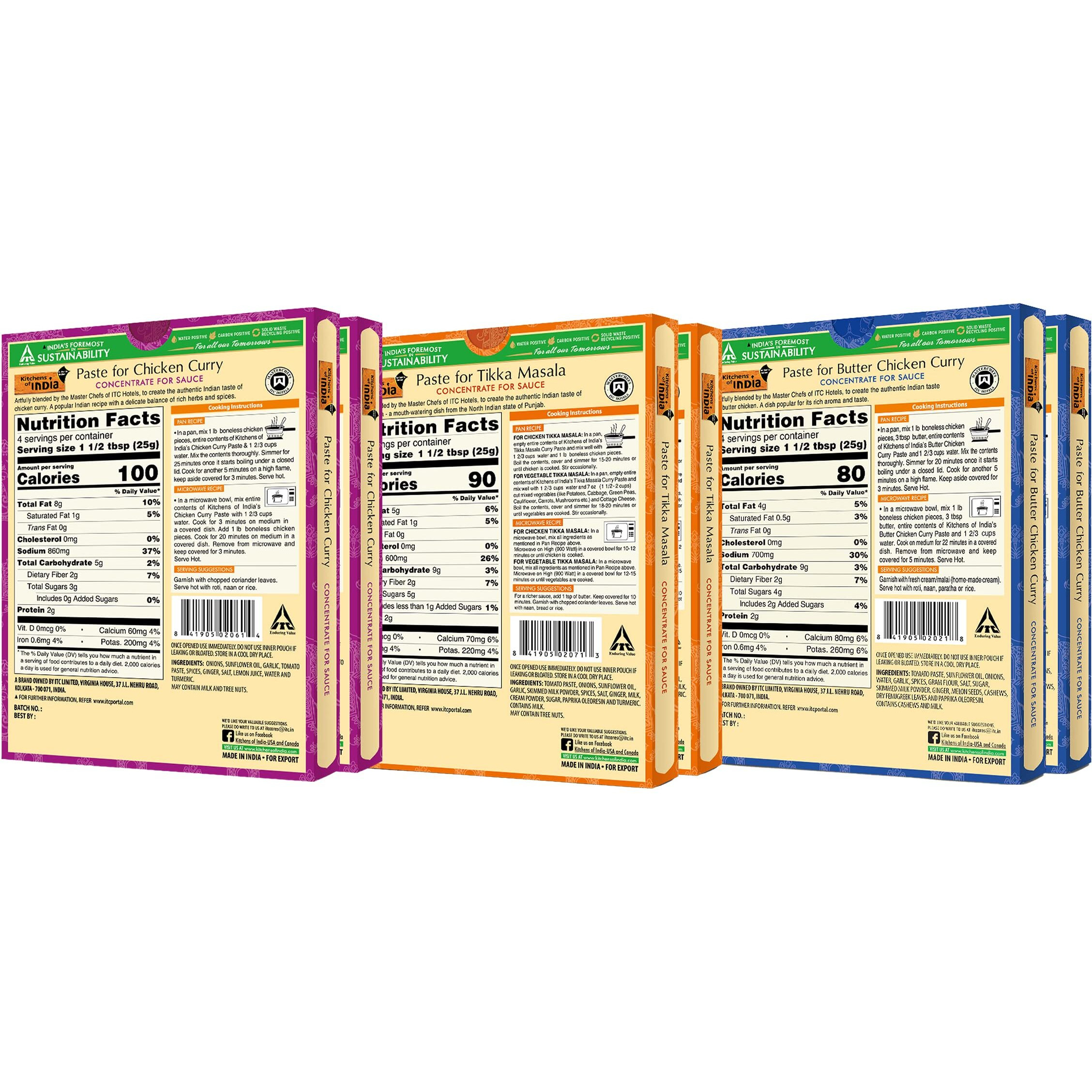 Kitchens Of India Curry Paste Combo For Butter Chicken Curry, Tikka Masala & Chicken Curry, Gluten-Free Easy-To-Use Curry Paste For Authentic Indian Dish, 3.5 Ounces (Pack Of 6)