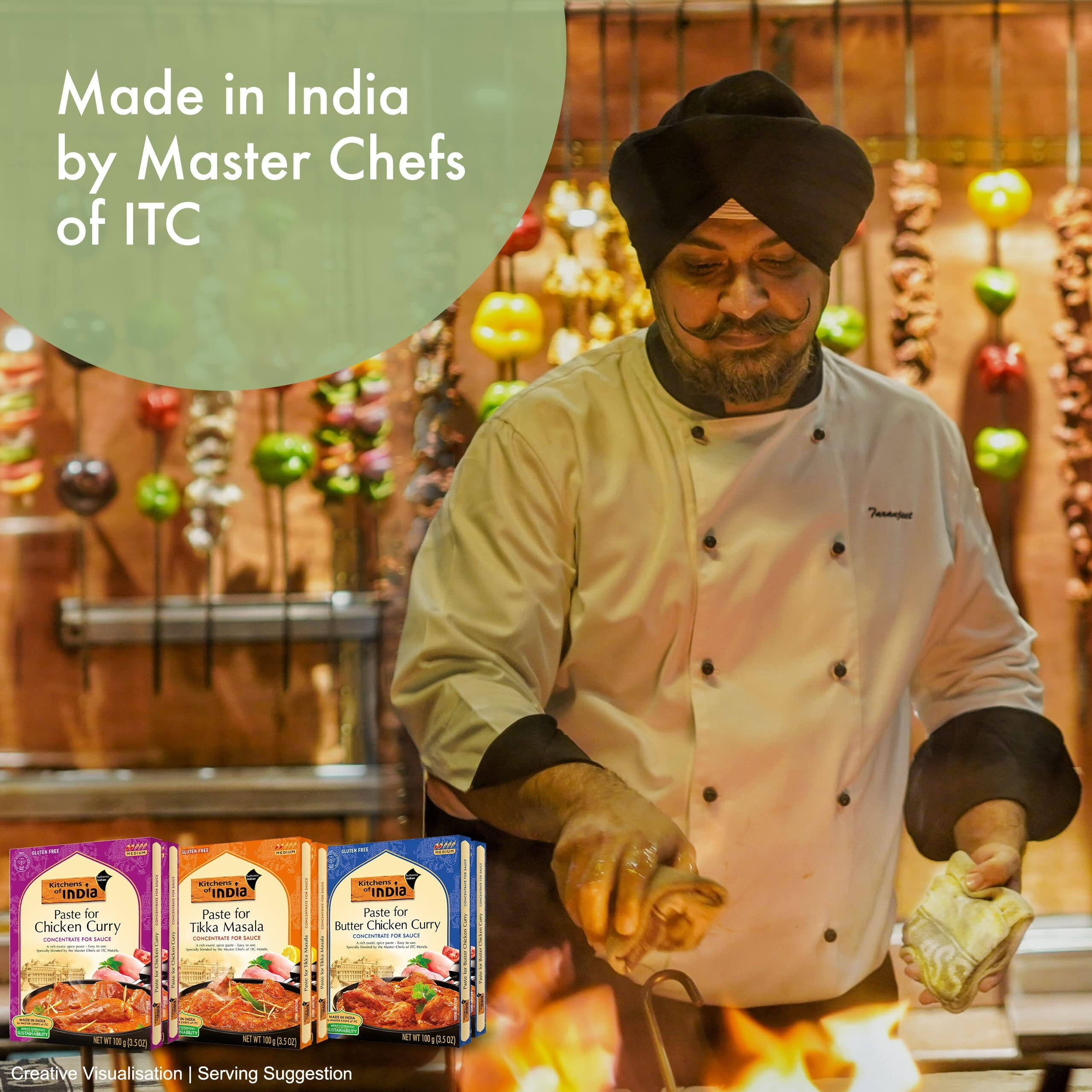 Kitchens Of India Curry Paste Combo For Butter Chicken Curry, Tikka Masala & Chicken Curry, Gluten-Free Easy-To-Use Curry Paste For Authentic Indian Dish, 3.5 Ounces (Pack Of 6)