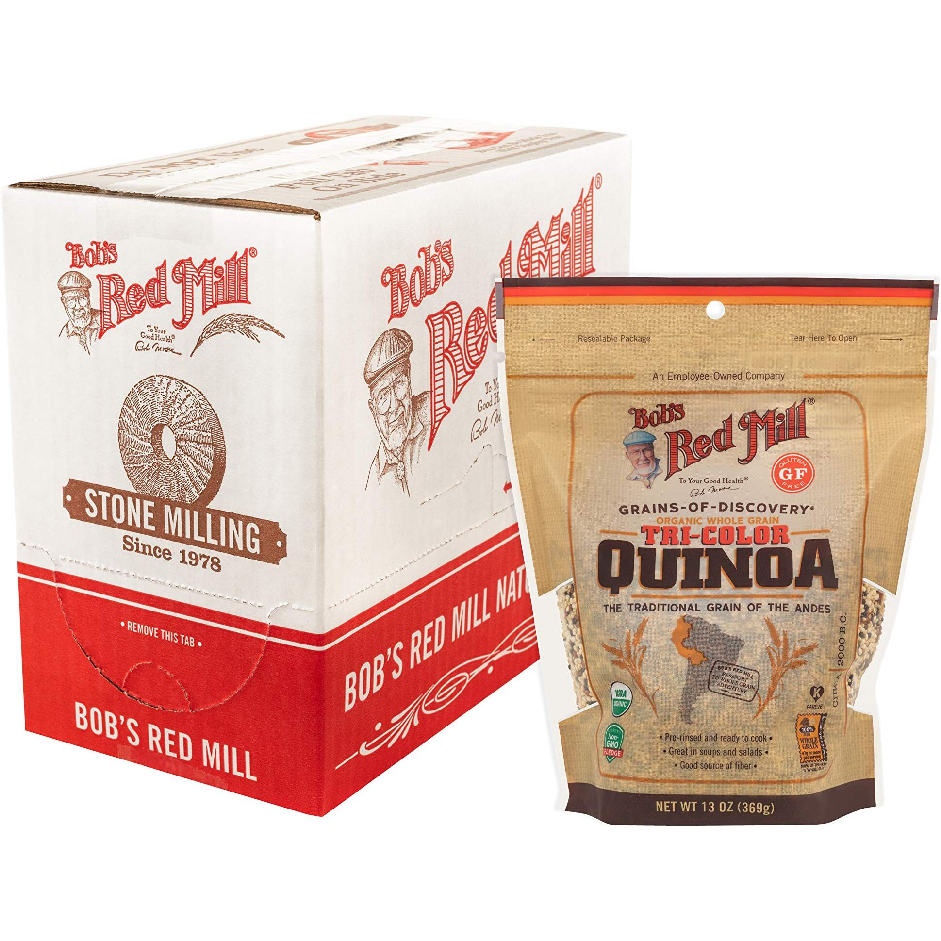 Bob's Red Mill Organic Tri-Color Quinoa Grains, Gluten Free, Non Gmo, 13 Ounces (Pack Of 5)