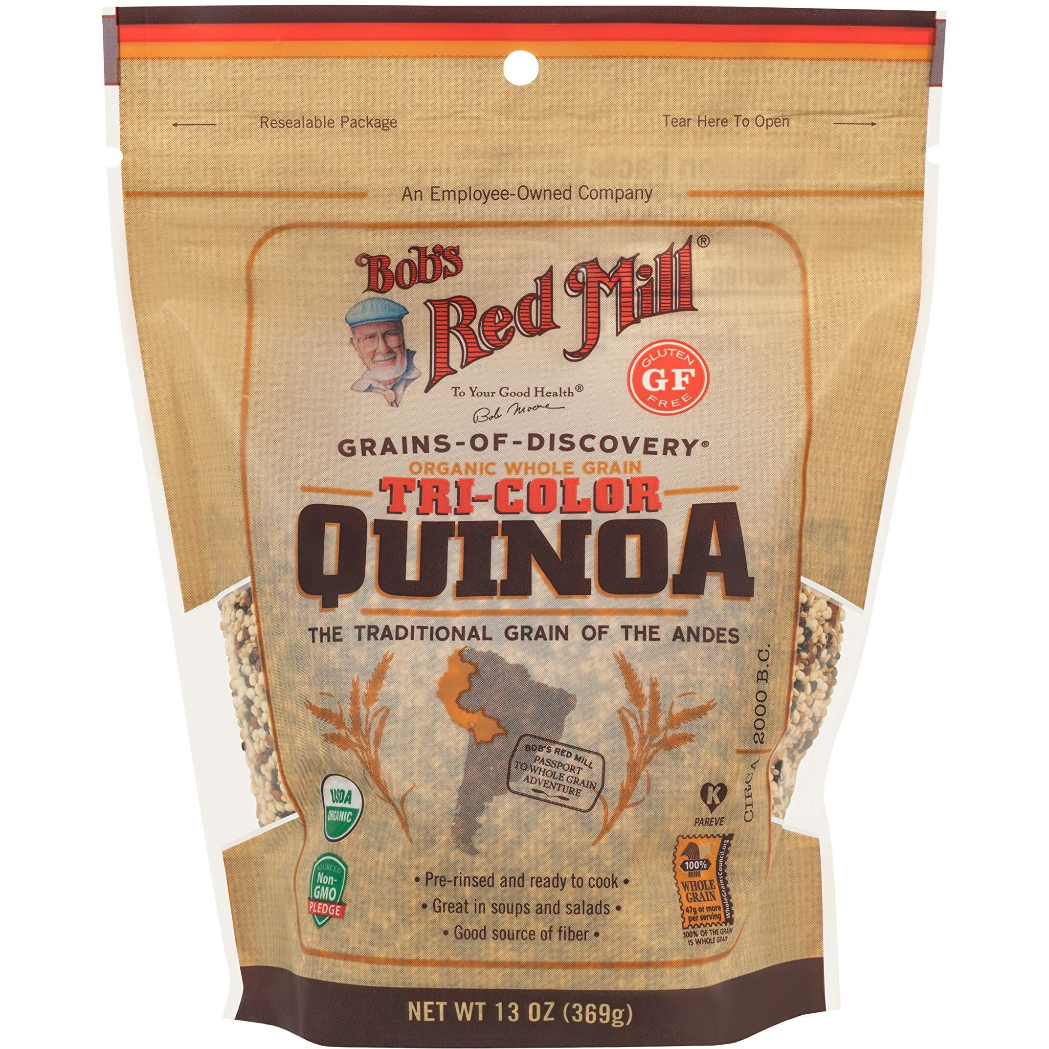 Bob's Red Mill Organic Tri-Color Quinoa Grains, Gluten Free, Non Gmo, 13 Ounces (Pack Of 5)