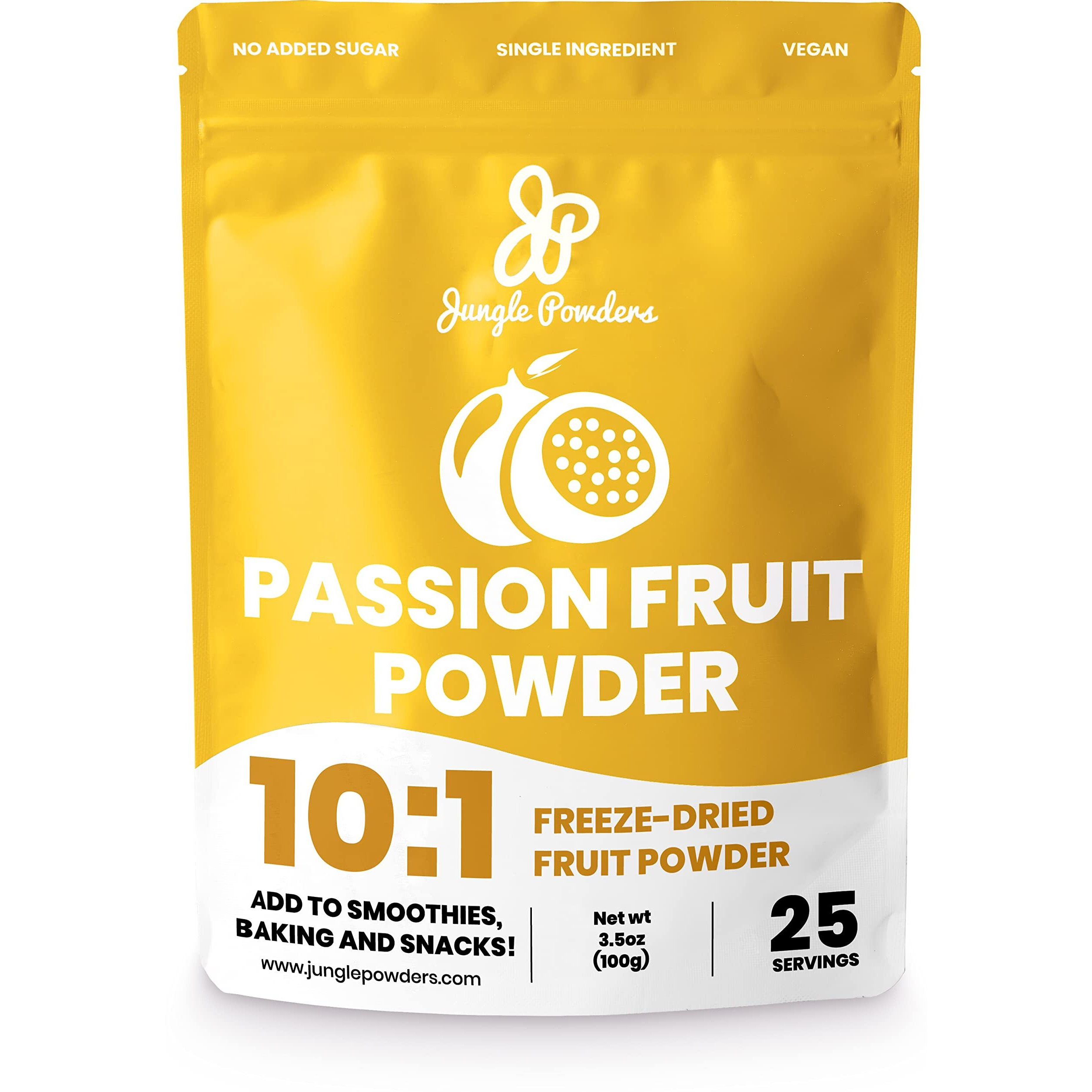 Jungle Powders Passion Fruit Powder 3.5 Ounce, Freeze Dried Passion Fruit Puree Powder For Baking Smoothies Lilikoi Granadilla Additive Free Passionfruit Pur  E Extract Passion Fruit Juice Supplement