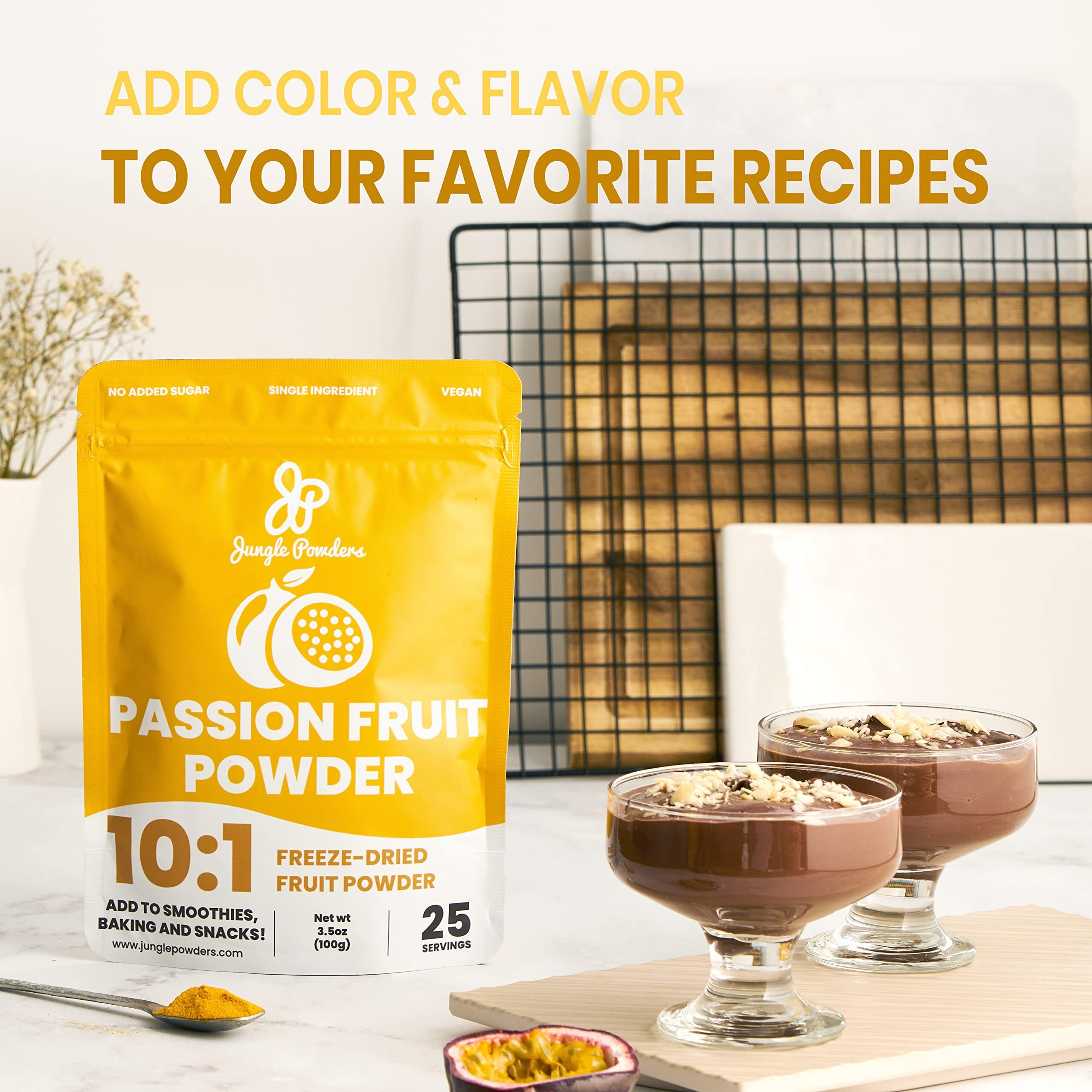 Jungle Powders Passion Fruit Powder 3.5 Ounce, Freeze Dried Passion Fruit Puree Powder For Baking Smoothies Lilikoi Granadilla Additive Free Passionfruit Pur  E Extract Passion Fruit Juice Supplement