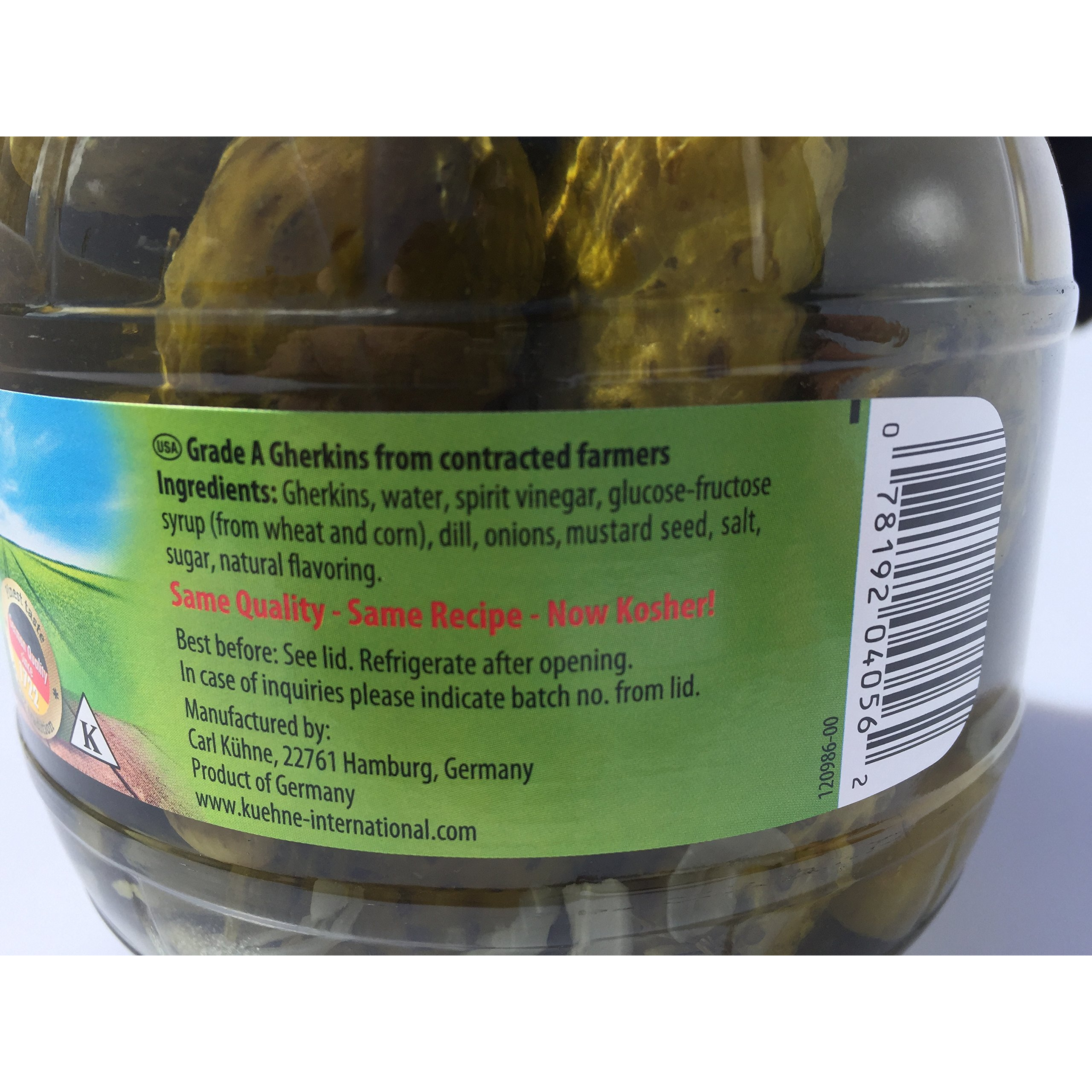 Kuehne (Former Gundelsheim) Kosher Pickle In Glas Barrel Jar 1062 Ml - 34.2 Fl Oz